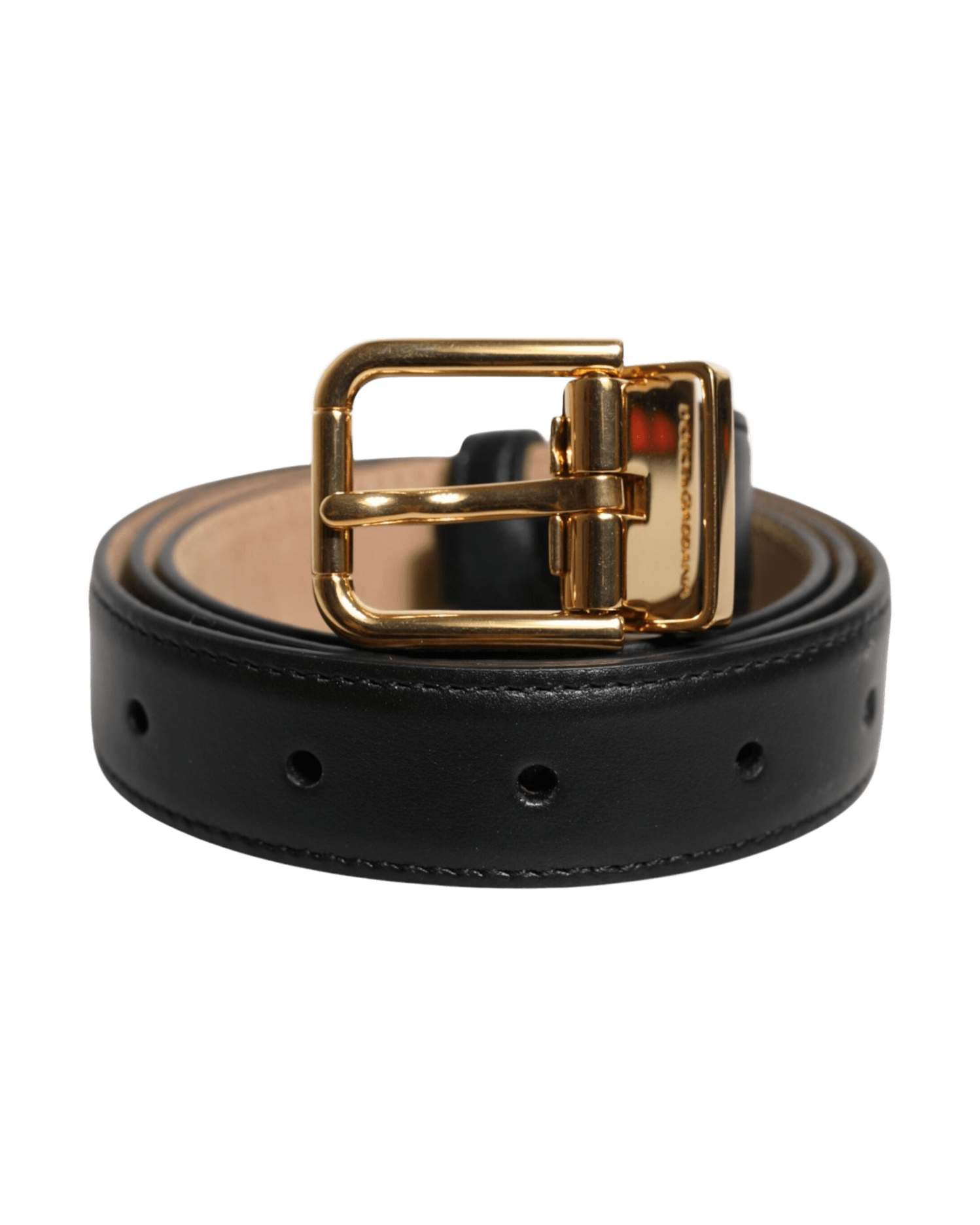 Dolce & Gabbana Black Leather Logo Metal Waist Buckle Belt Glam Steals
