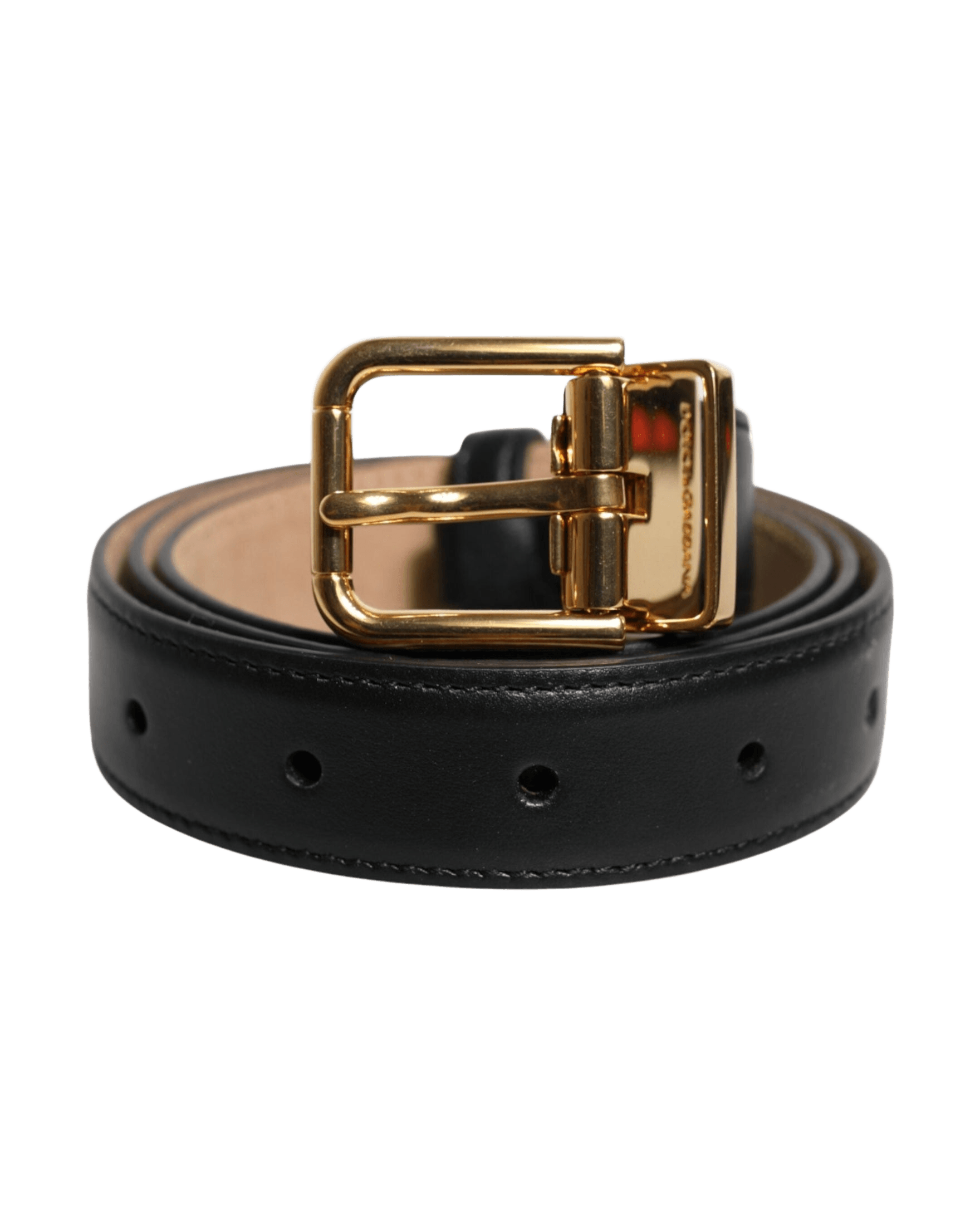 Dolce & Gabbana Black Leather Logo Metal Waist Buckle Belt Glam Steals