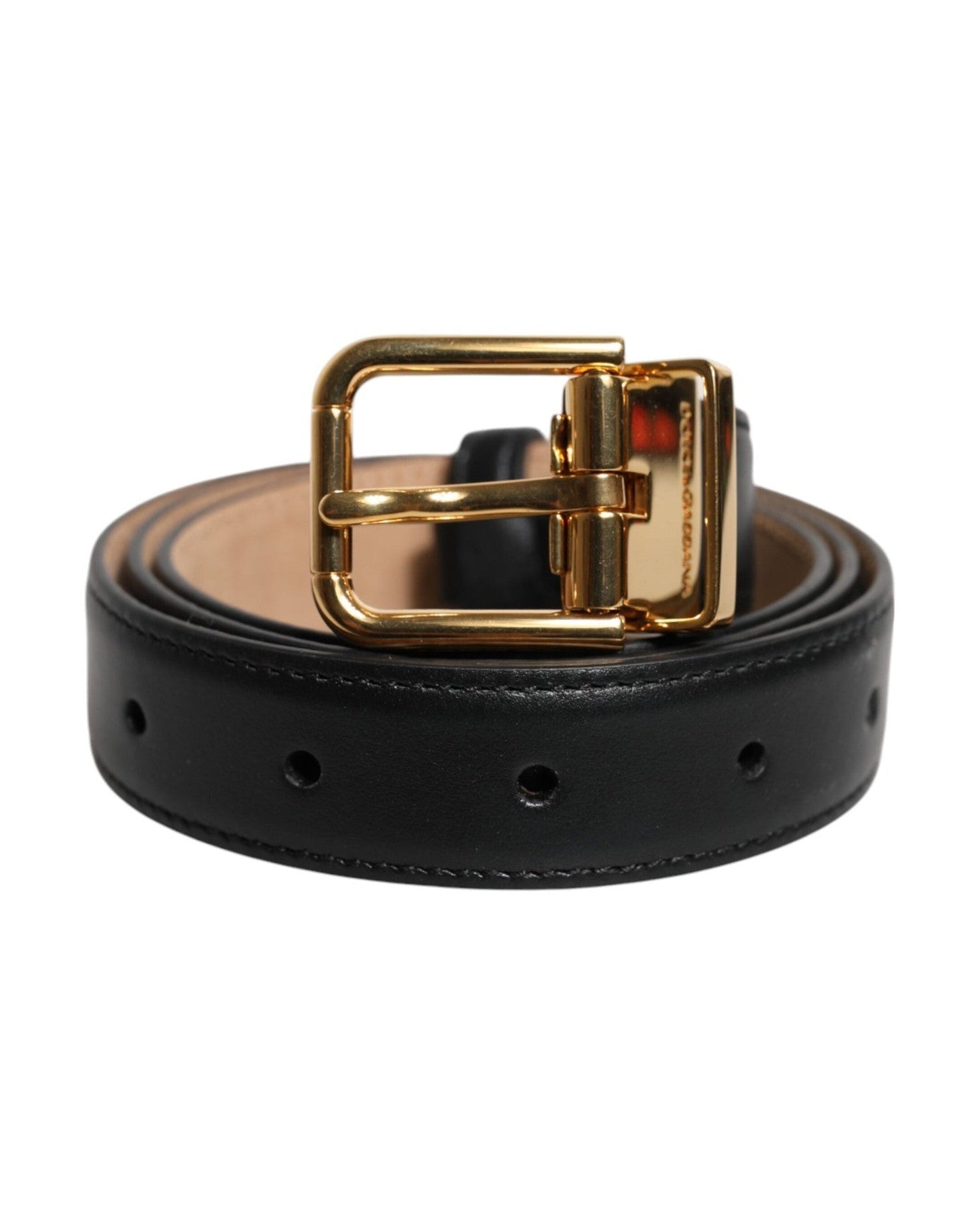 Dolce & Gabbana Black Leather Logo Metal Waist Buckle Belt Glam Steals