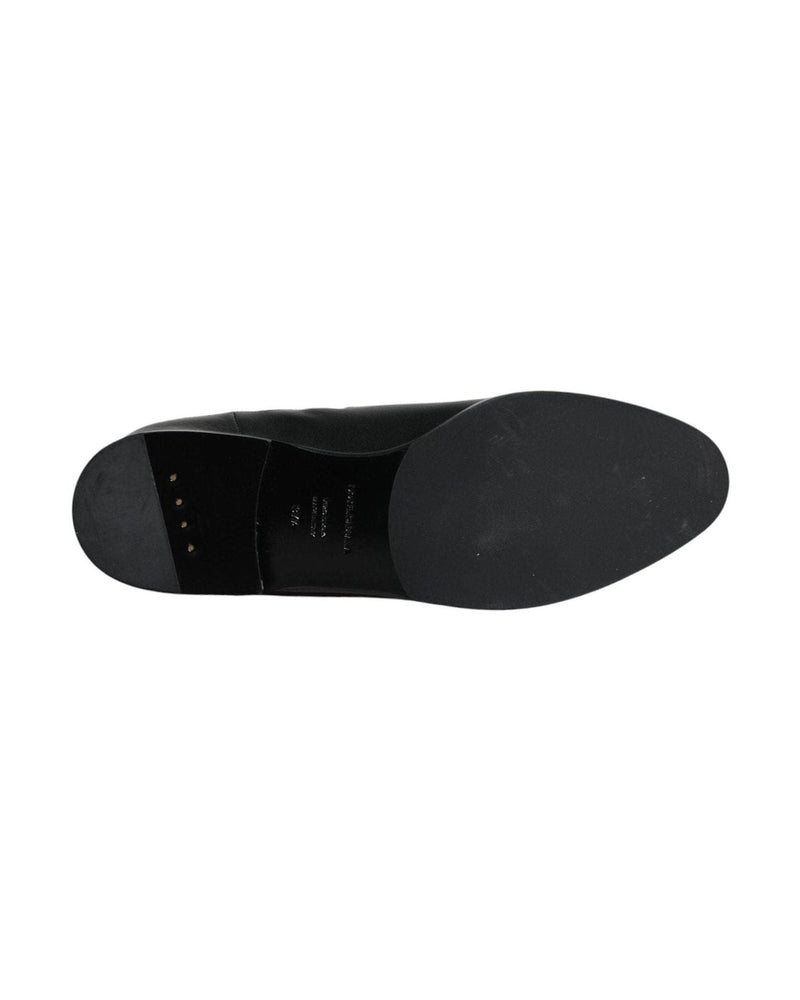 Dolce & Gabbana Black Leather Logo Mid Calf Boots Shoes Boots