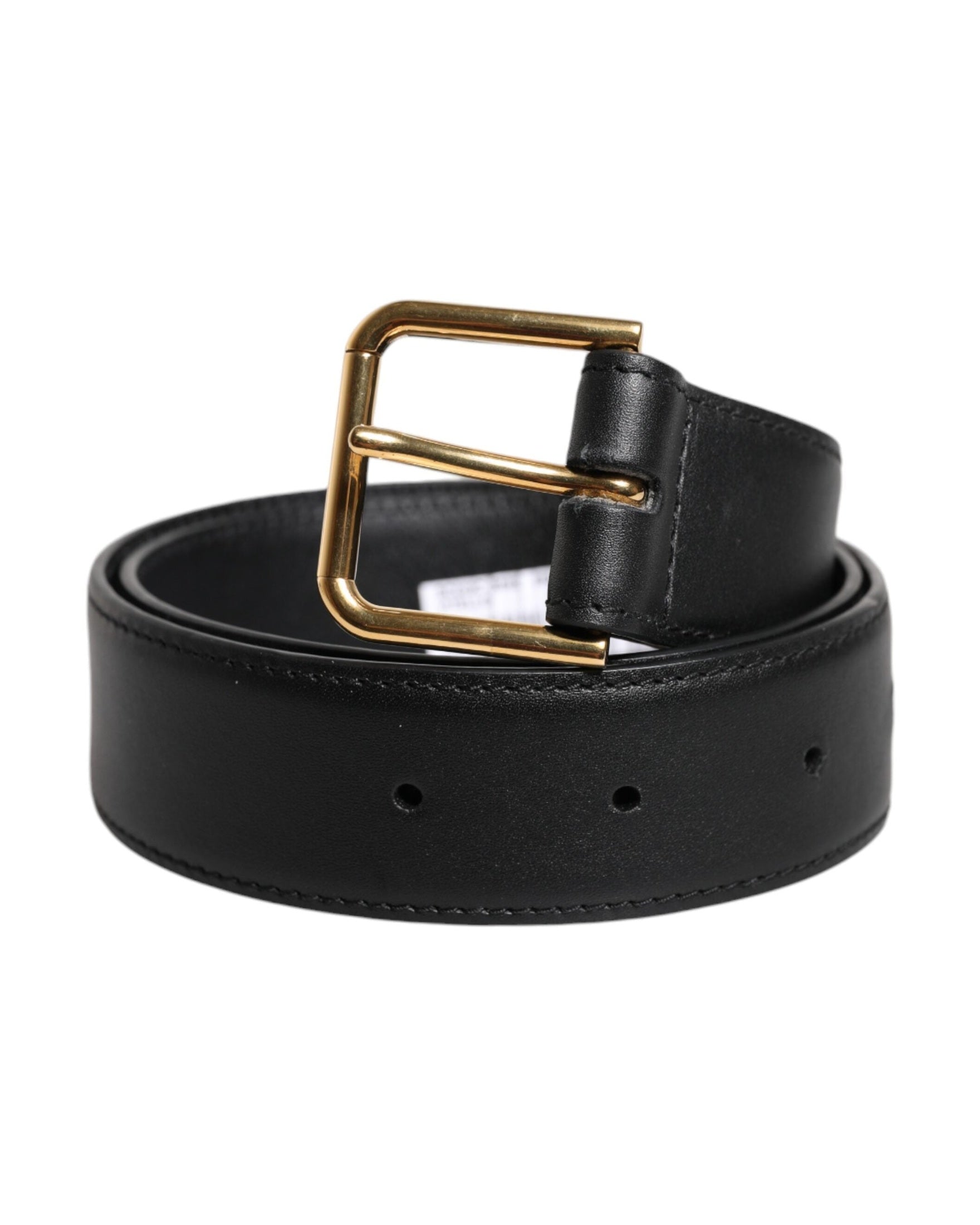 Dolce & Gabbana Black Leather Metal Buckle Classic Belt Glam Steals