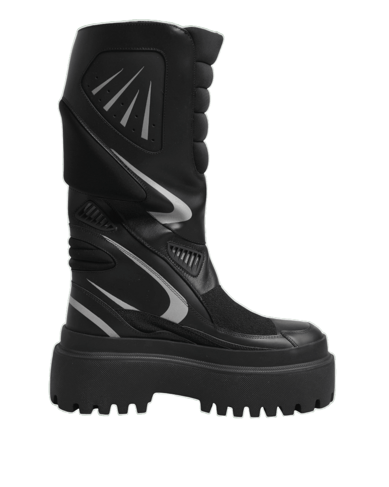 Dolce & Gabbana Black Leather Mid Calf Biker Boots Shoes Glam Steals