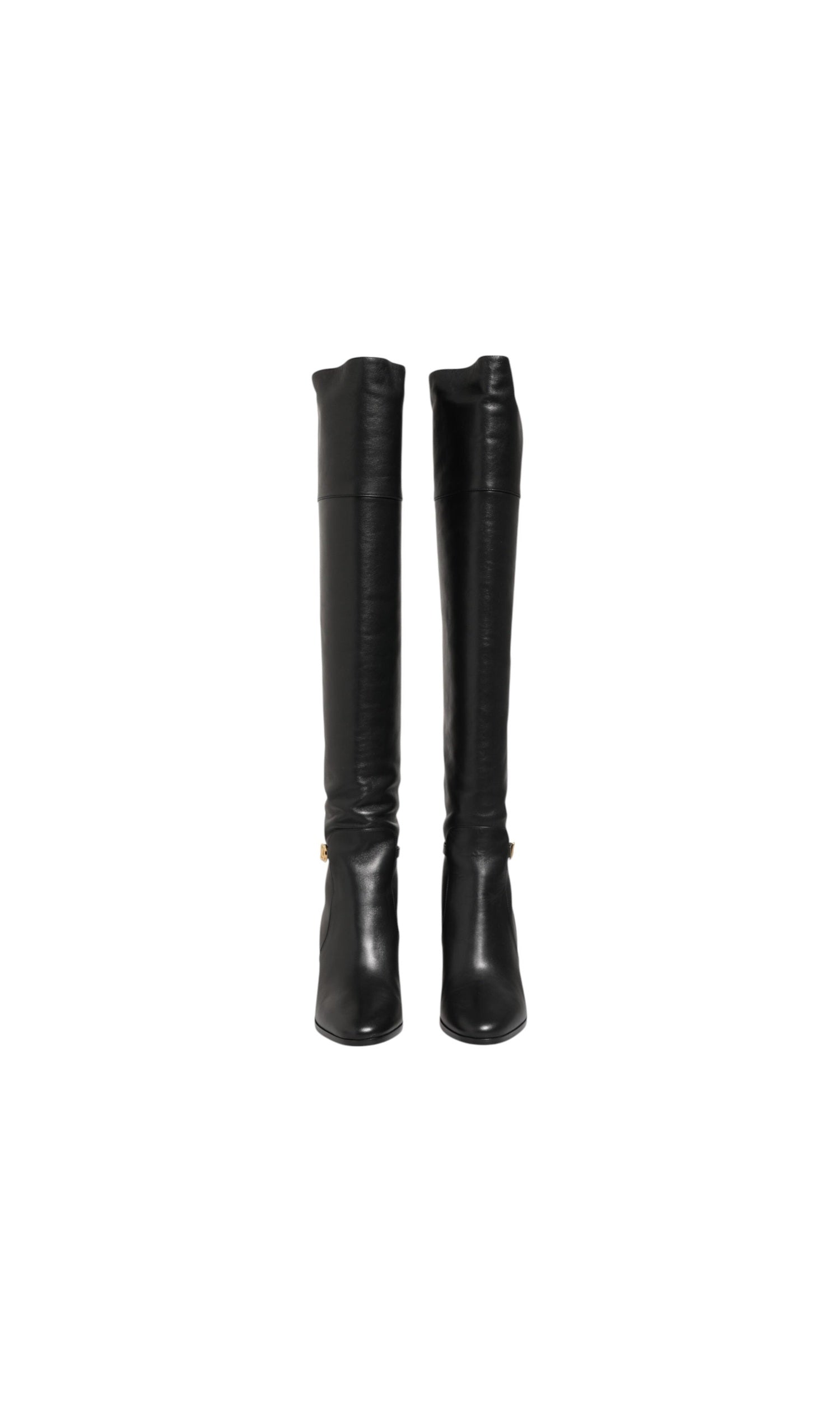 Dolce & Gabbana Black Leather Over The Knee Dg Boots Shoes Glam Steals