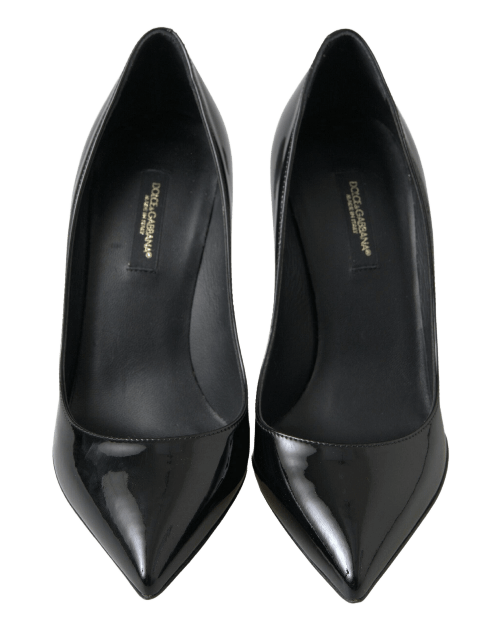 Dolce & Gabbana Black Leather Patent High Heels Pumps Shoes Glam Steals