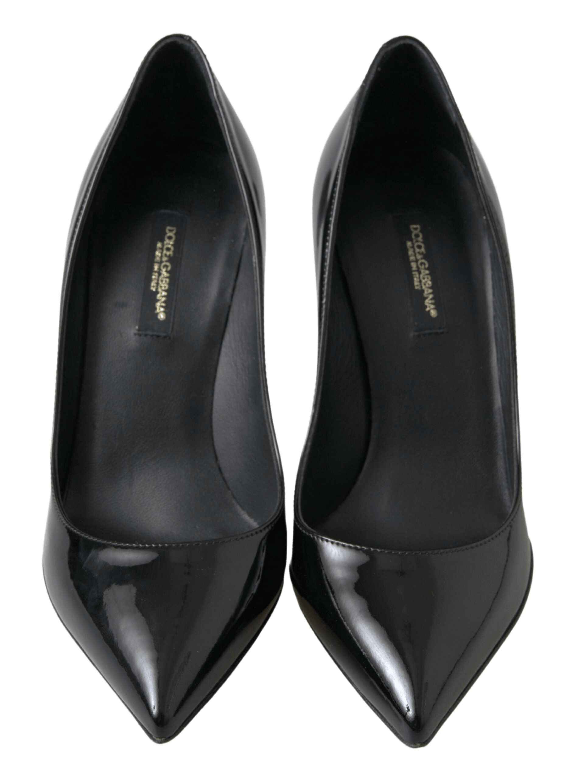 Dolce & Gabbana Black Leather Patent High Heels Pumps Shoes Glam Steals