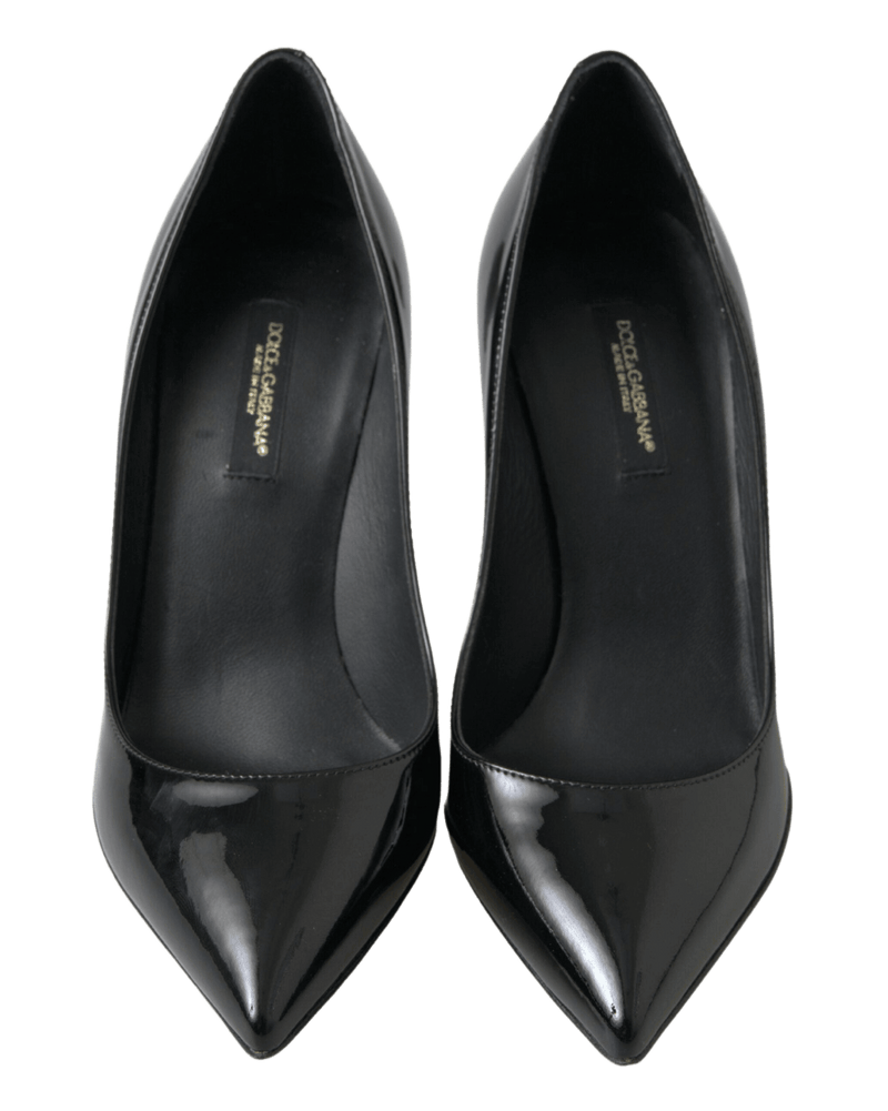 Dolce & Gabbana Black Leather Patent High Heels Pumps Shoes Glam Steals