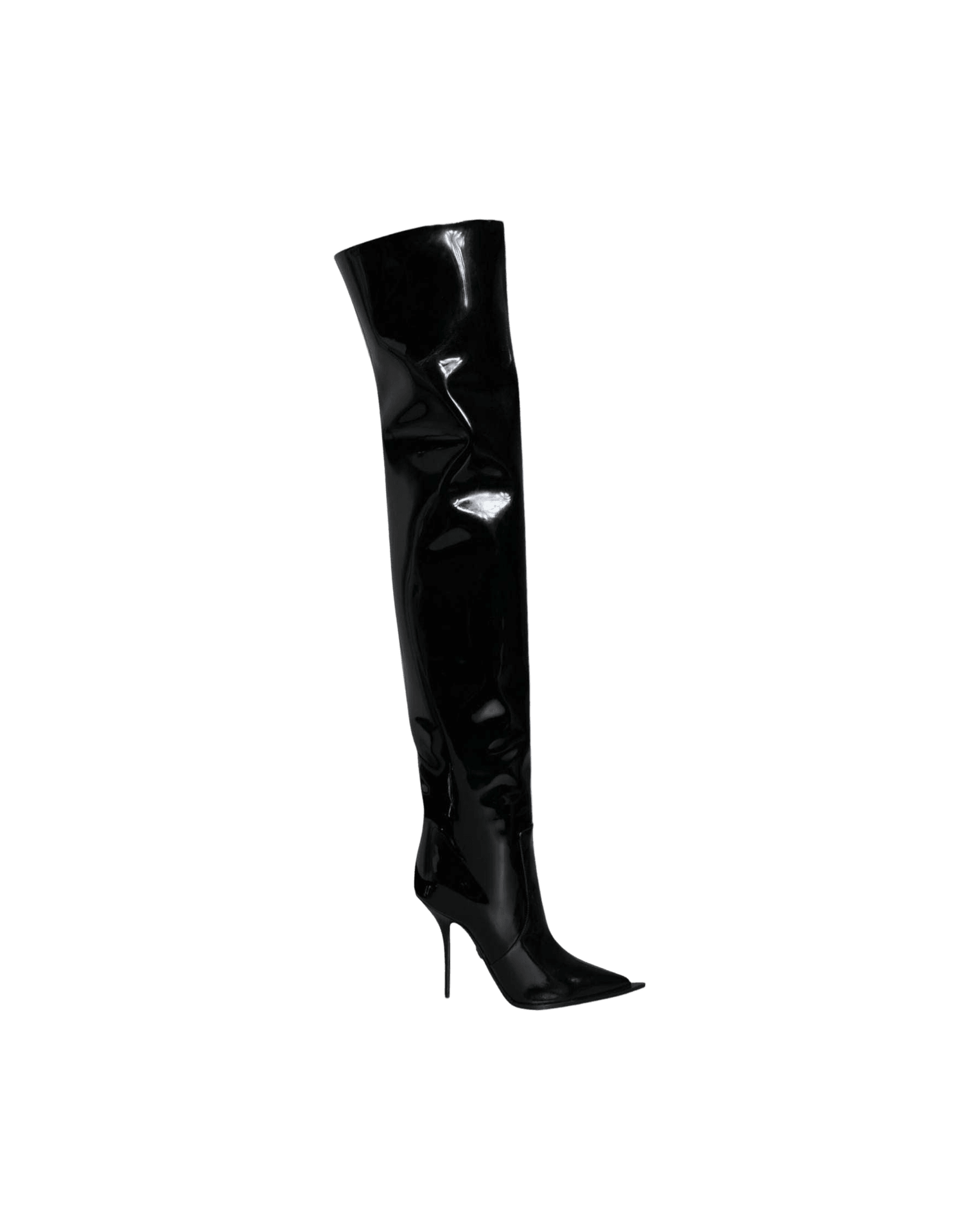 Dolce & Gabbana Black Leather Patent Knee High Boots Shoes Glam Steals