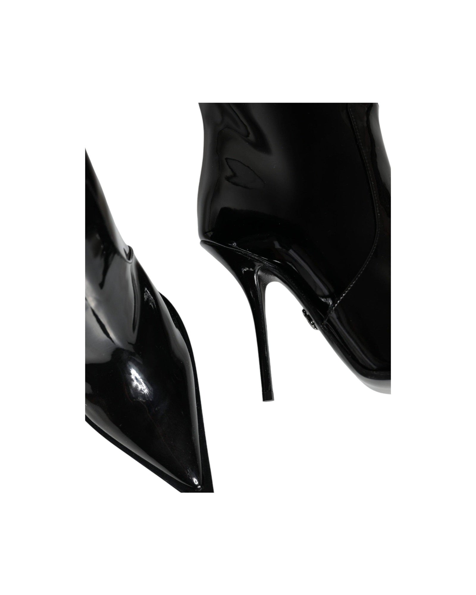 Dolce & Gabbana Black Leather Patent Knee High Boots Shoes Glam Steals