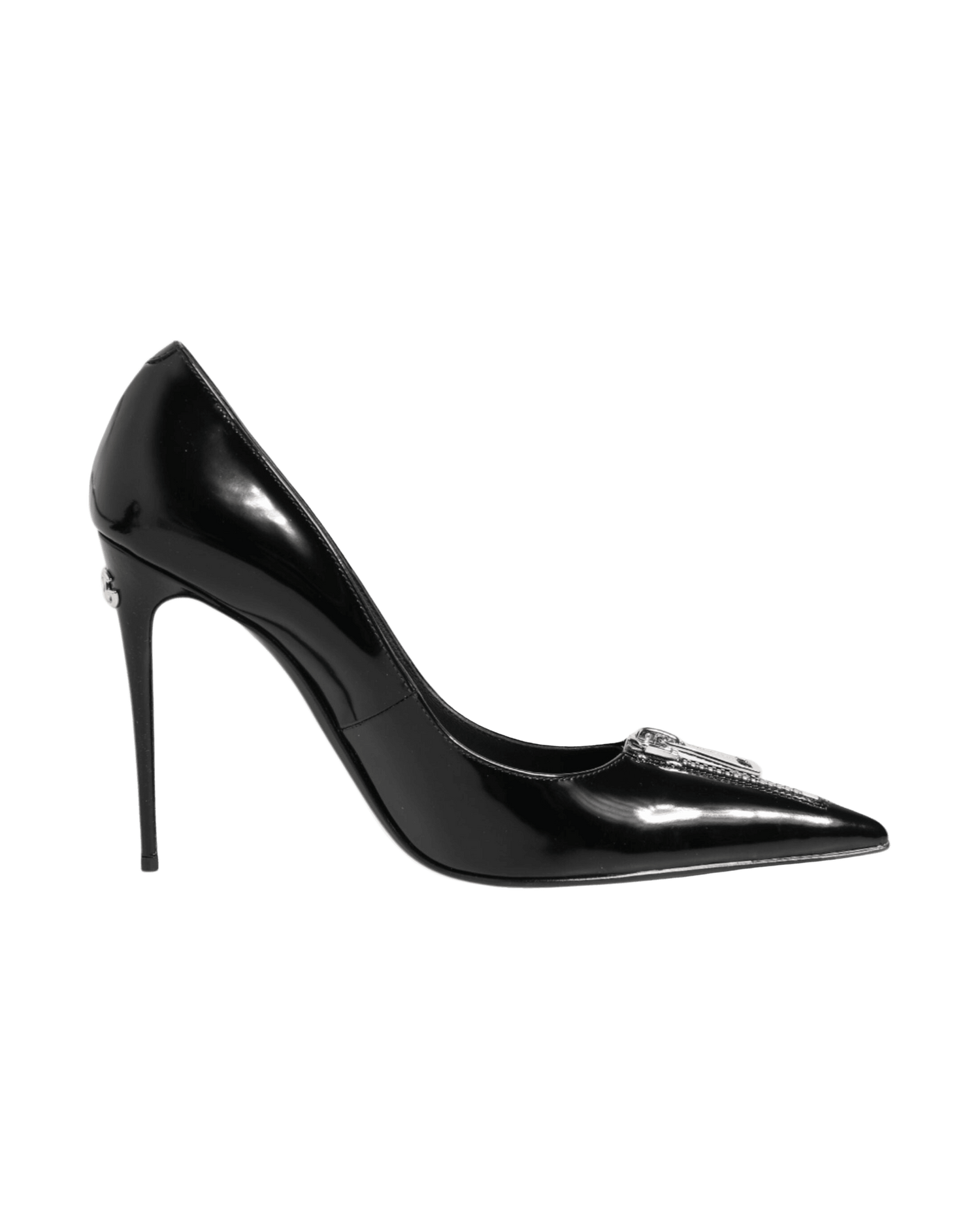 Dolce & Gabbana Black Leather Patent Zipper Heels Pumps Shoes Glam Steals