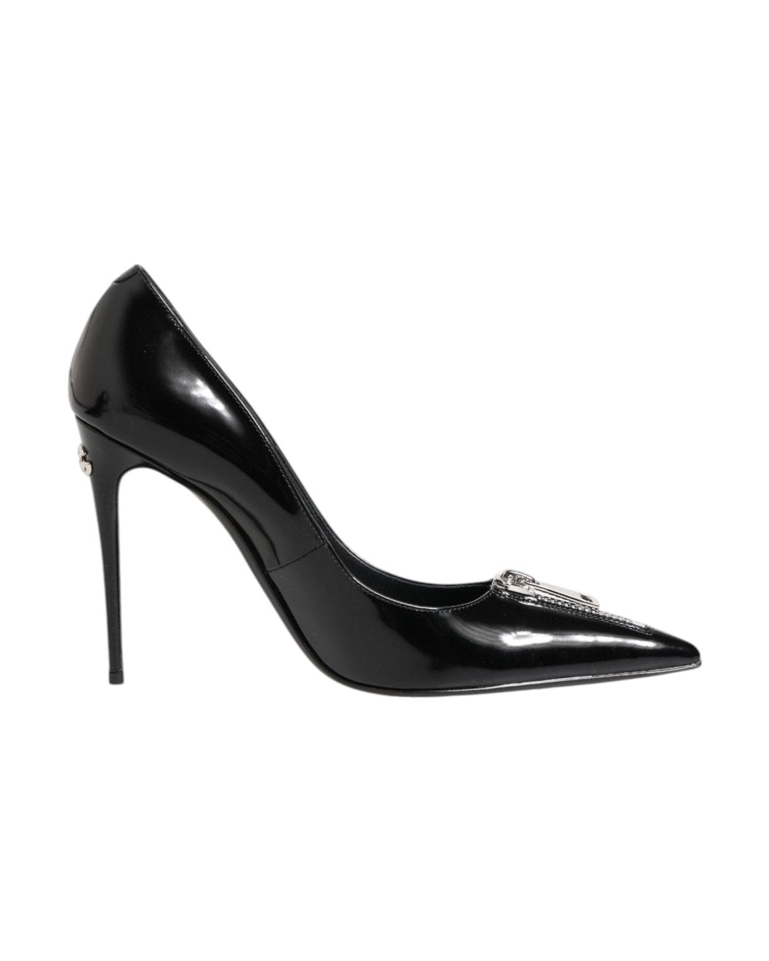 Dolce & Gabbana Black Leather Patent Zipper Heels Pumps Shoes Glam Steals