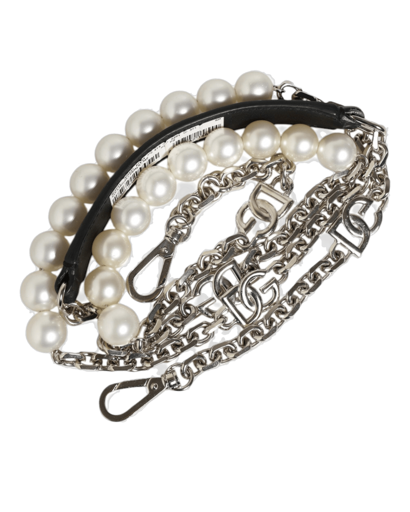 Dolce & Black Gabbana Leather Pearl Chain Bag Accessory Shoulder Strap Glam Steals