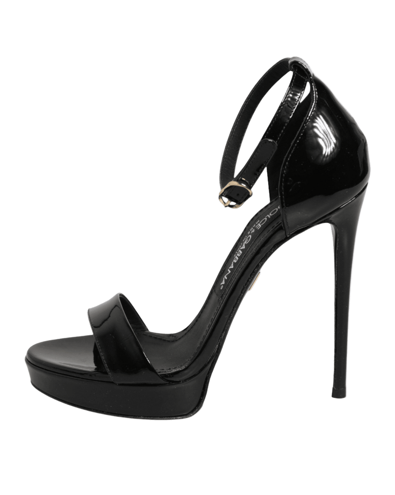 Dolce & Gabbana Black Leather Platform Keira Sandals Shoes Glam Steals