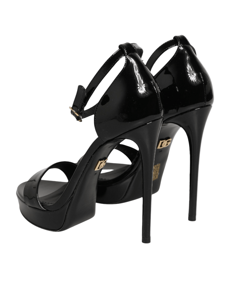 Dolce & Gabbana Black Leather Platform Keira Sandals Shoes Glam Steals
