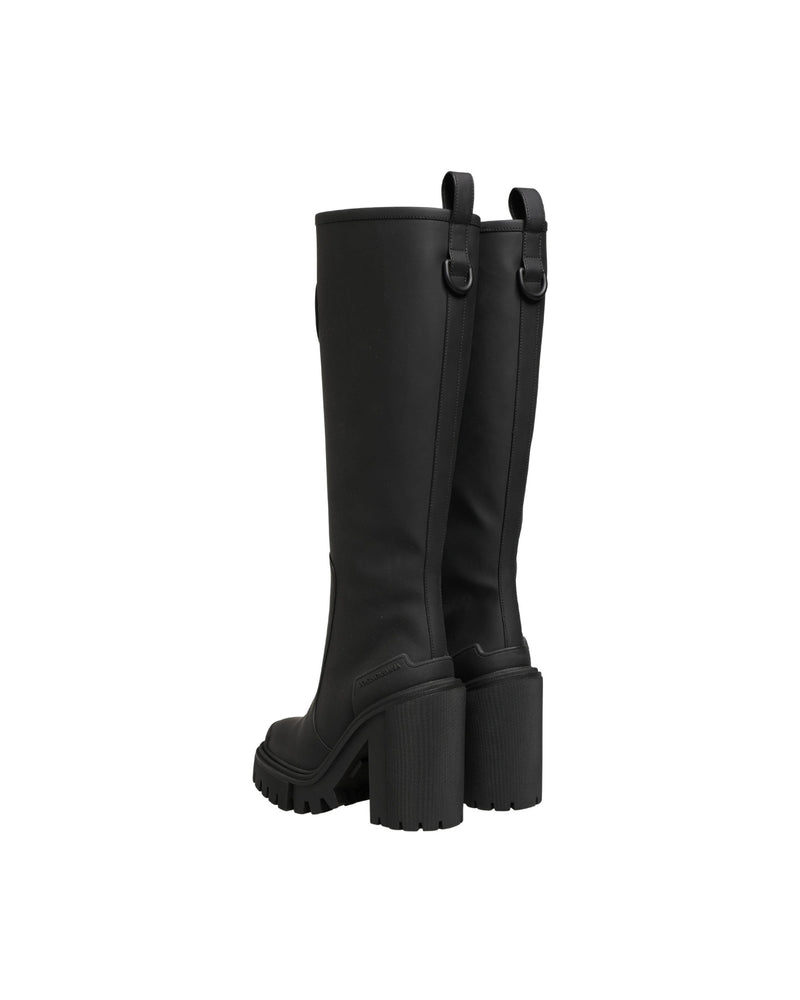 Dolce & Gabbana Black Leather Rubberised High Boots 