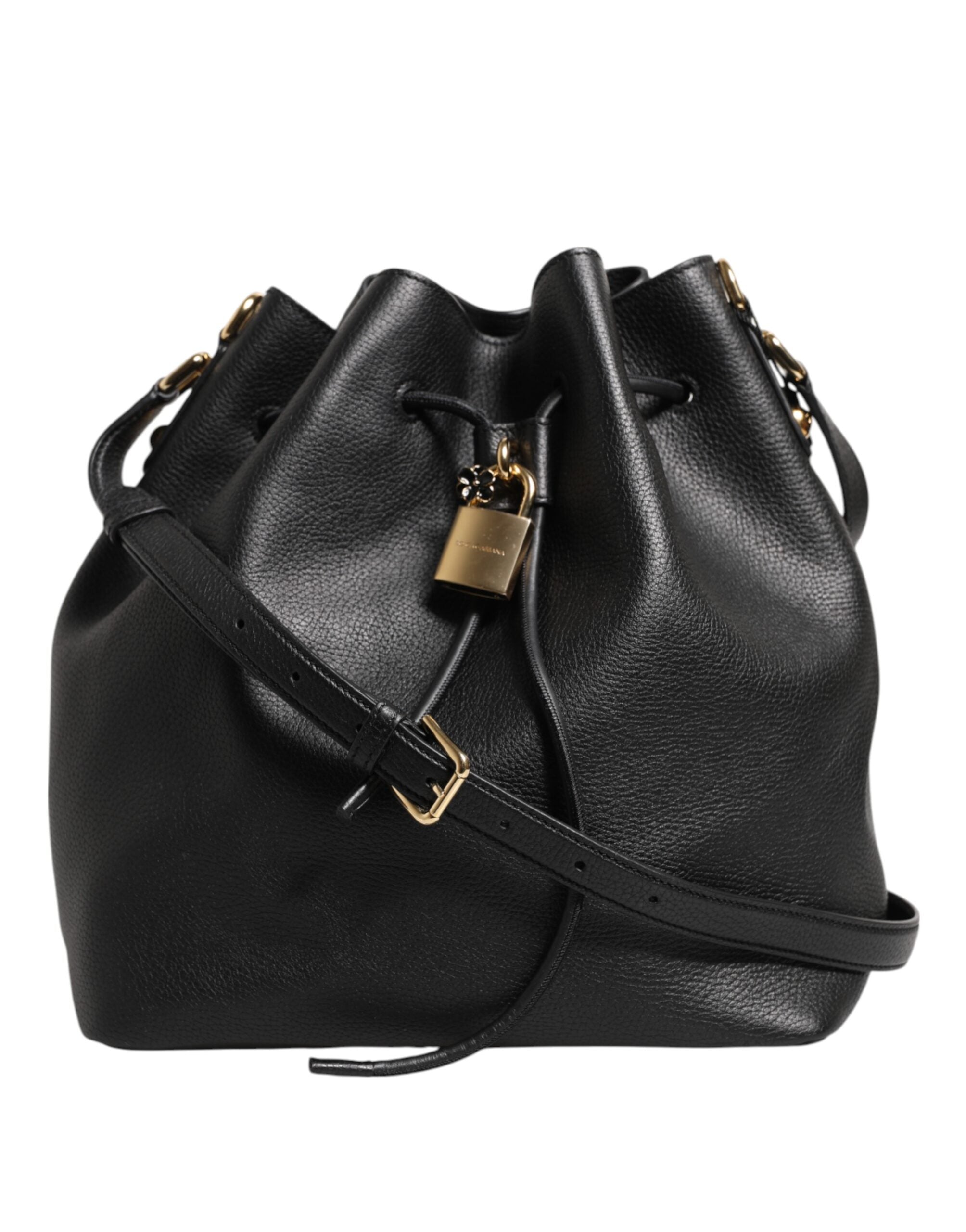 Dolce & Gabbana Black Leather Shoulder Crossbody Bucket Bag Glam Steals