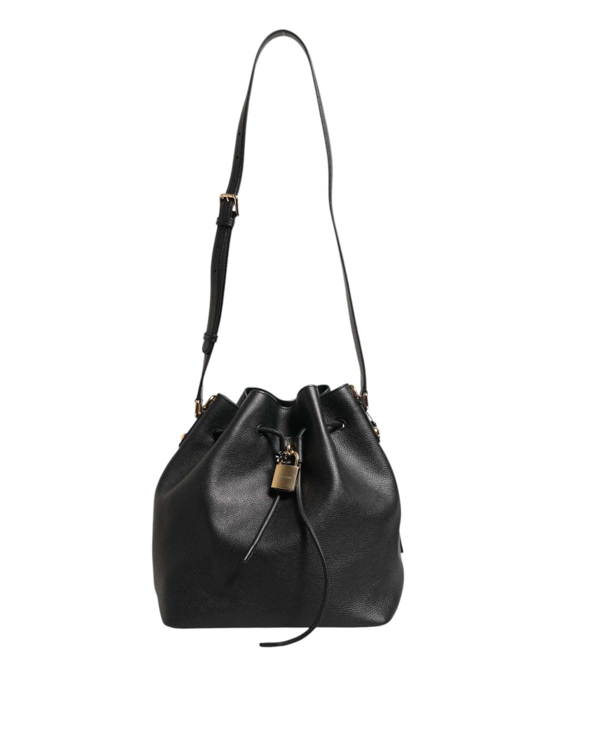Dolce & Gabbana Black Leather Shoulder Crossbody Bucket Bag Glam Steals