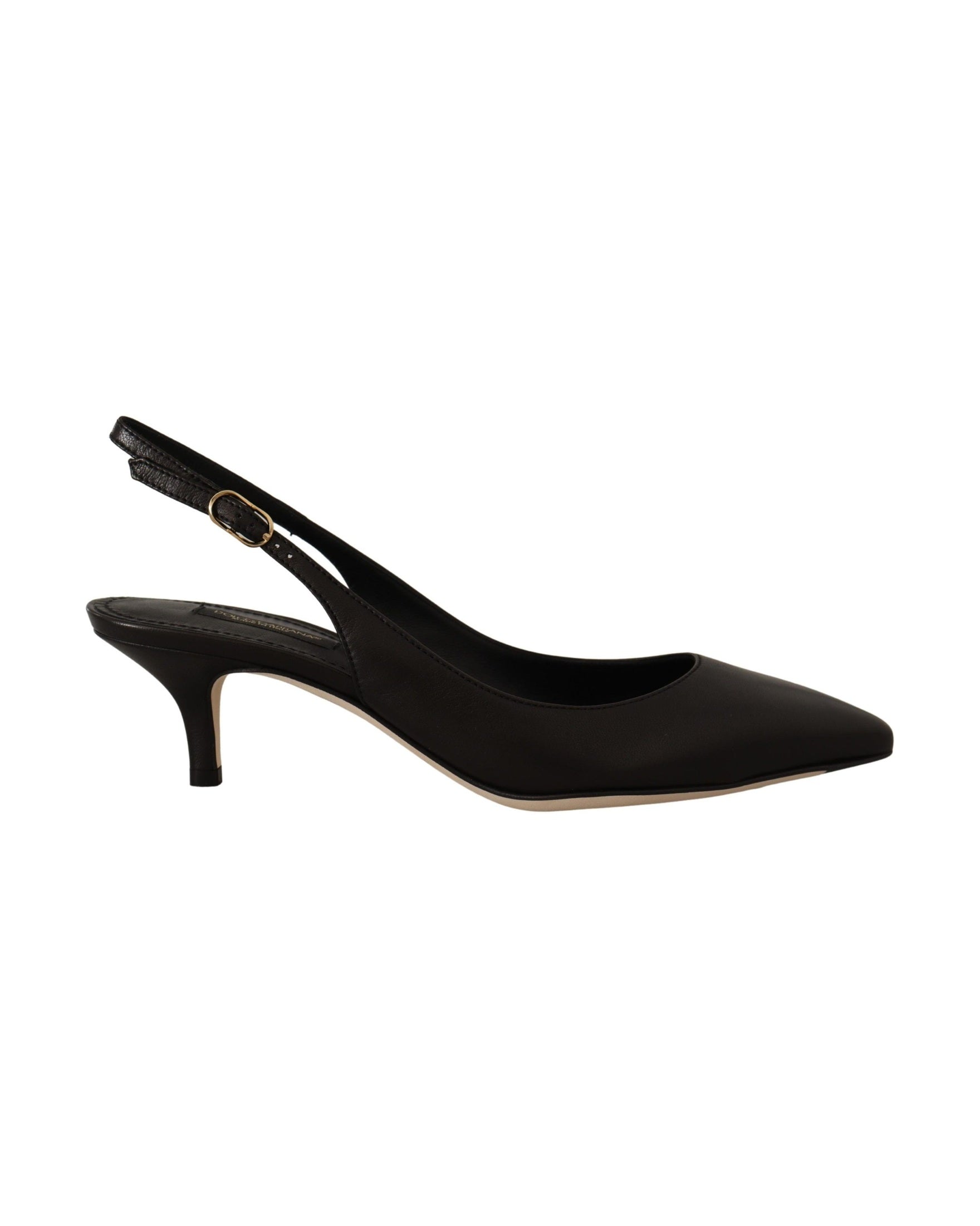 Dolce & Gabbana Black Leather Slingbacks Heels Pumps Shoes Glam Steals