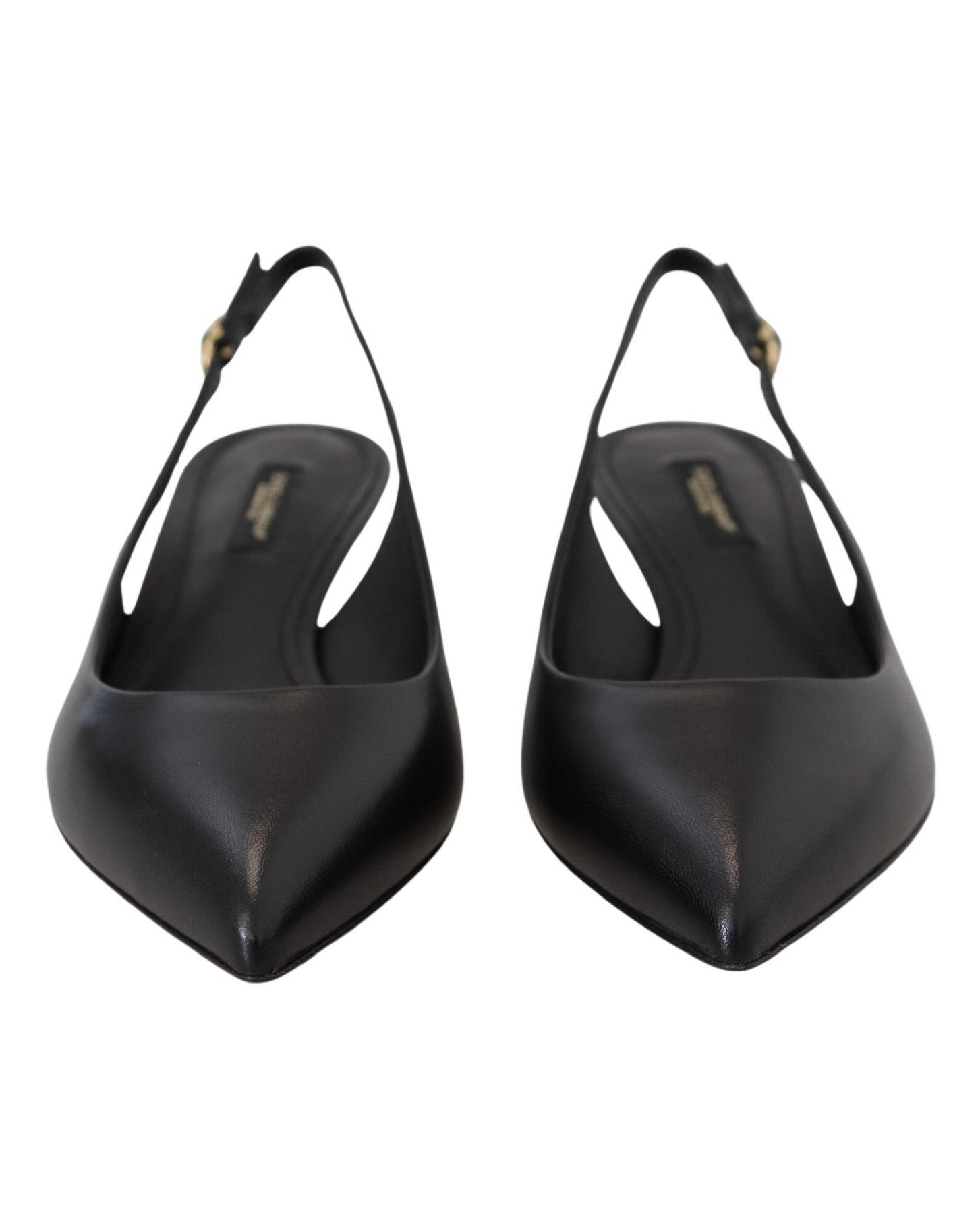 Dolce & Gabbana Black Leather Slingbacks Heels Pumps Shoes 