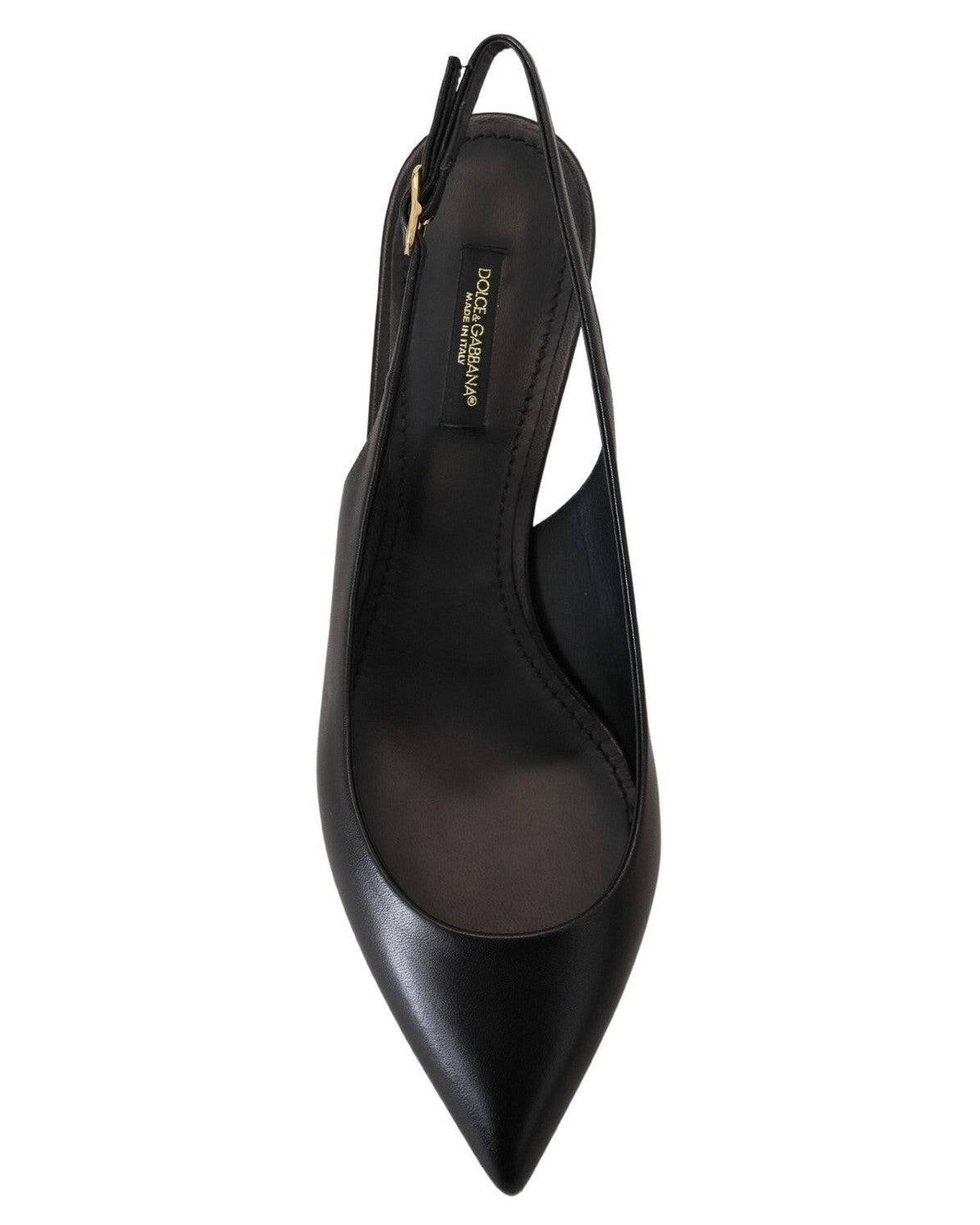Dolce & Gabbana Black Leather Slingbacks Heels Pumps Shoes 