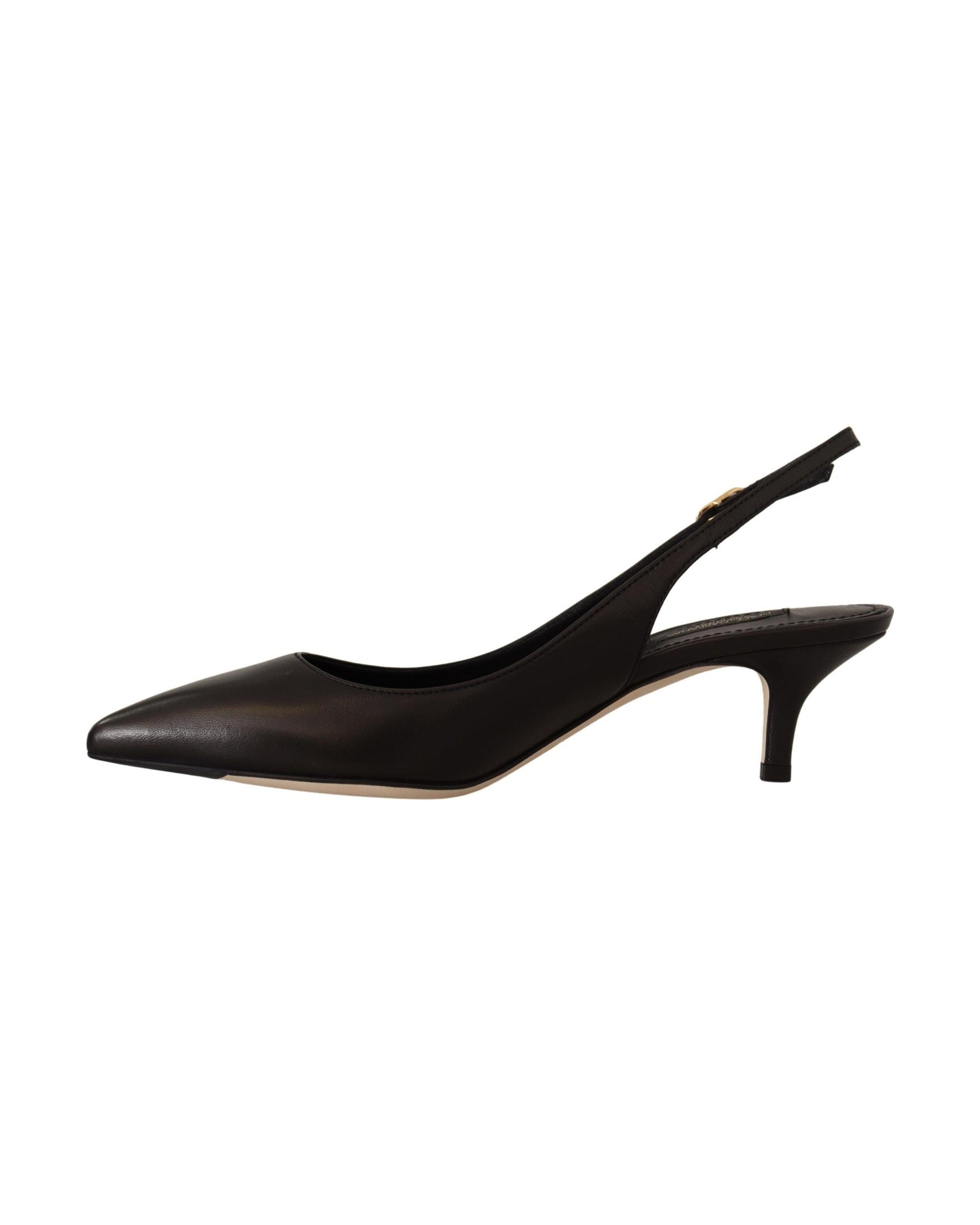 Dolce & Gabbana Black Leather Slingbacks Heels Pumps Shoes Glam Steals