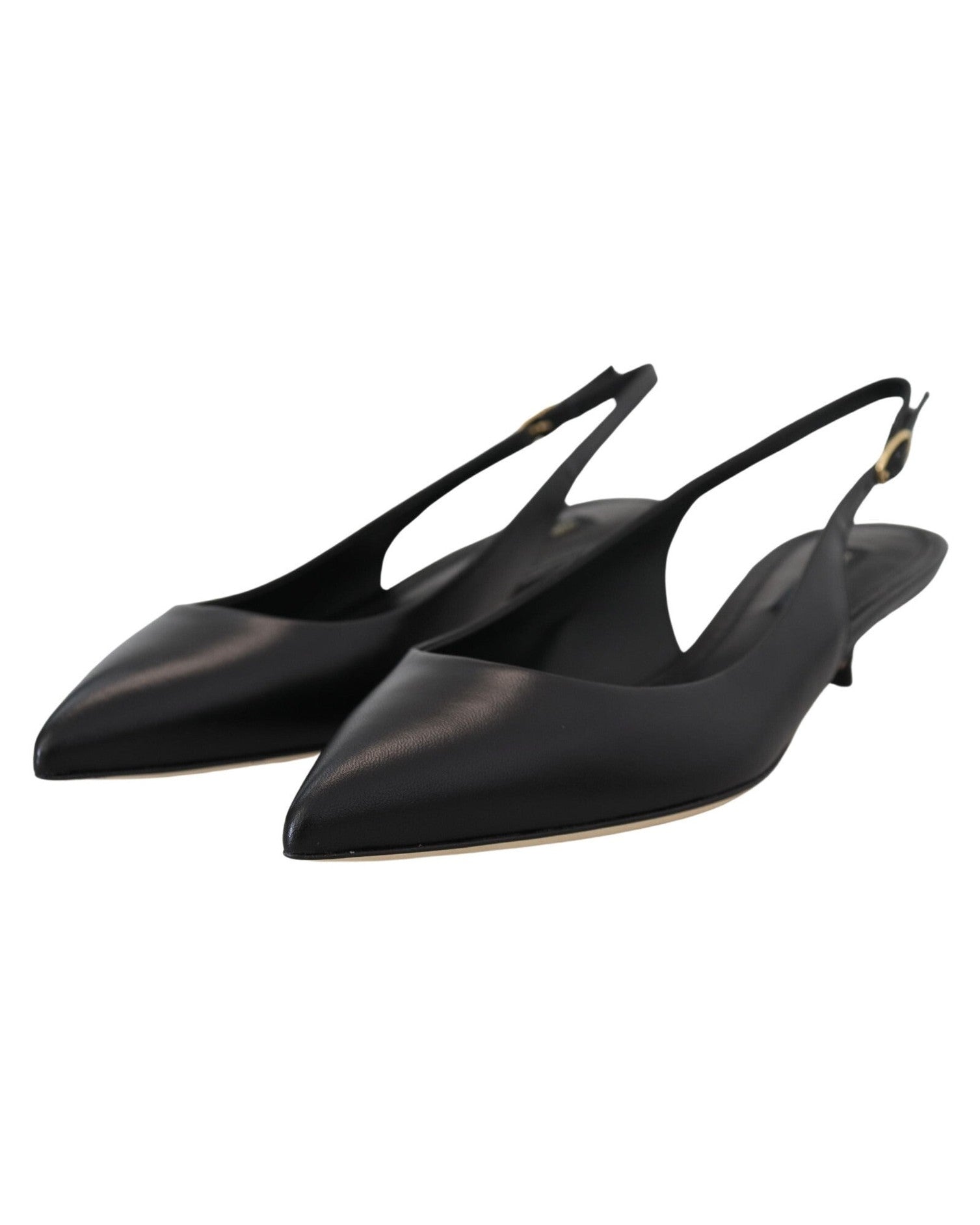 Dolce & Gabbana Black Leather Slingbacks Heels Pumps Shoes 