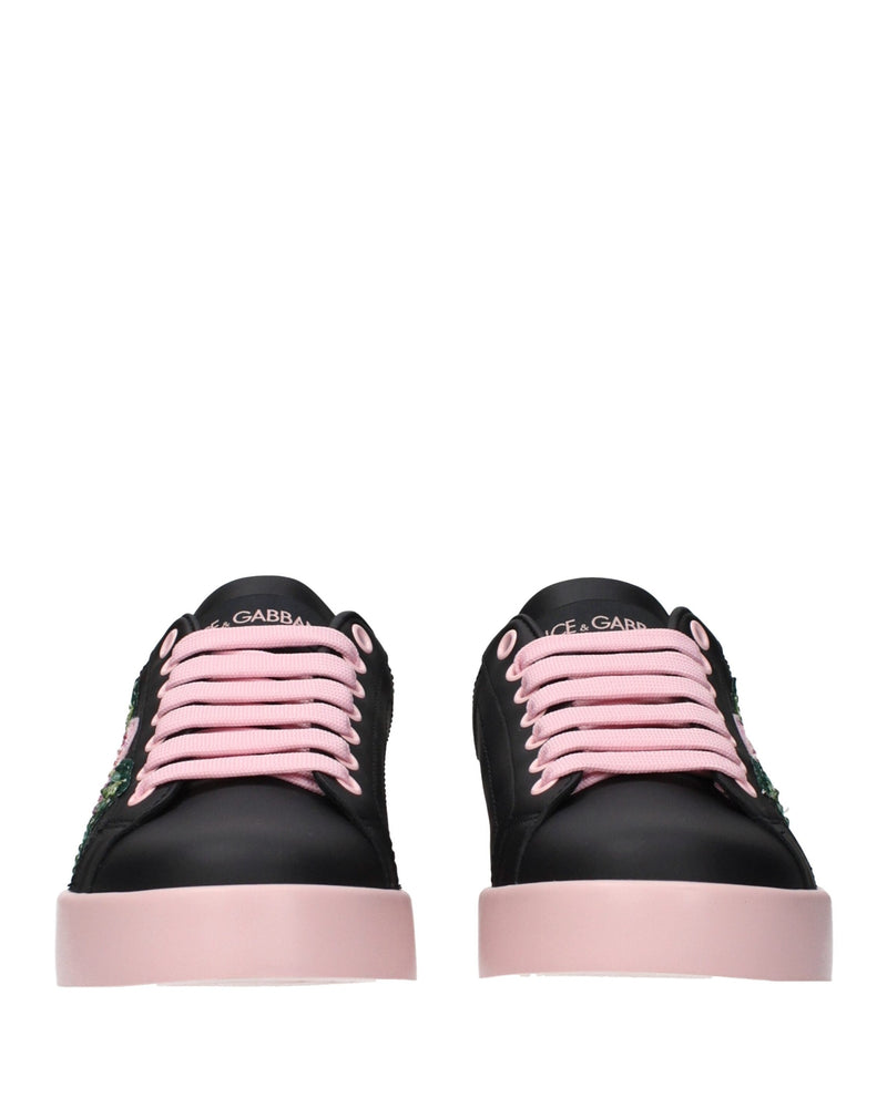 Dolce & Gabbana Black Leather Sneakers Glam Steals