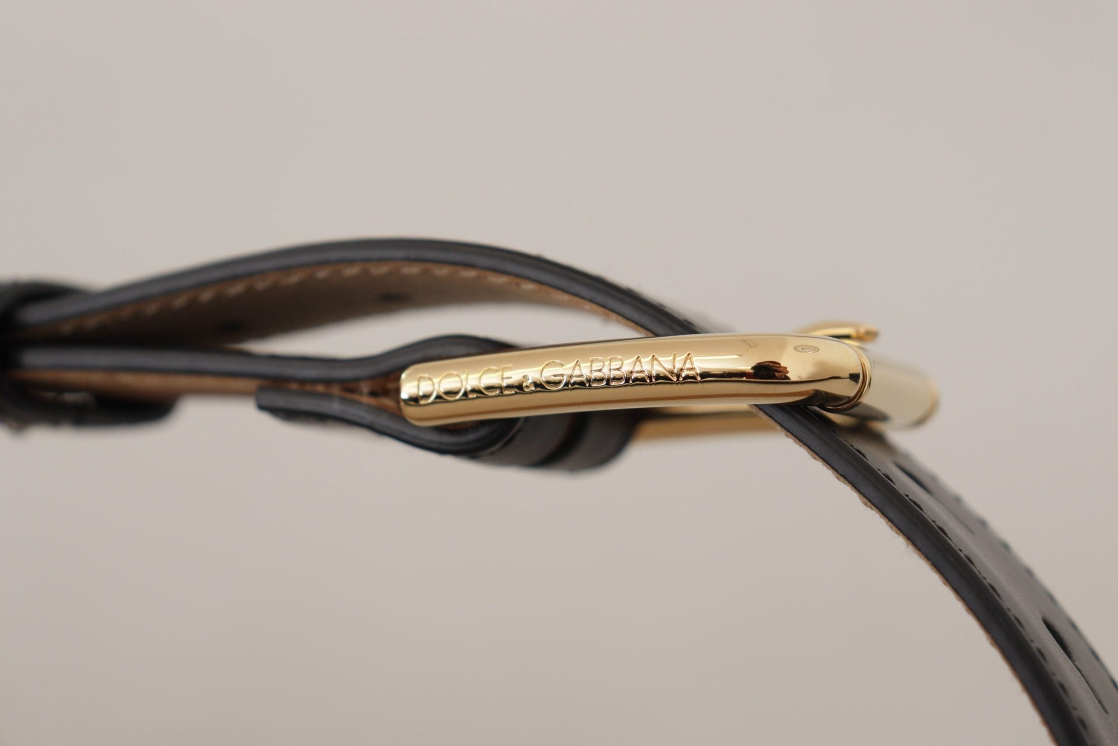 Dolce & Gabbana Black Leather Solid Classic Gold Waist Buckle Belt Belts