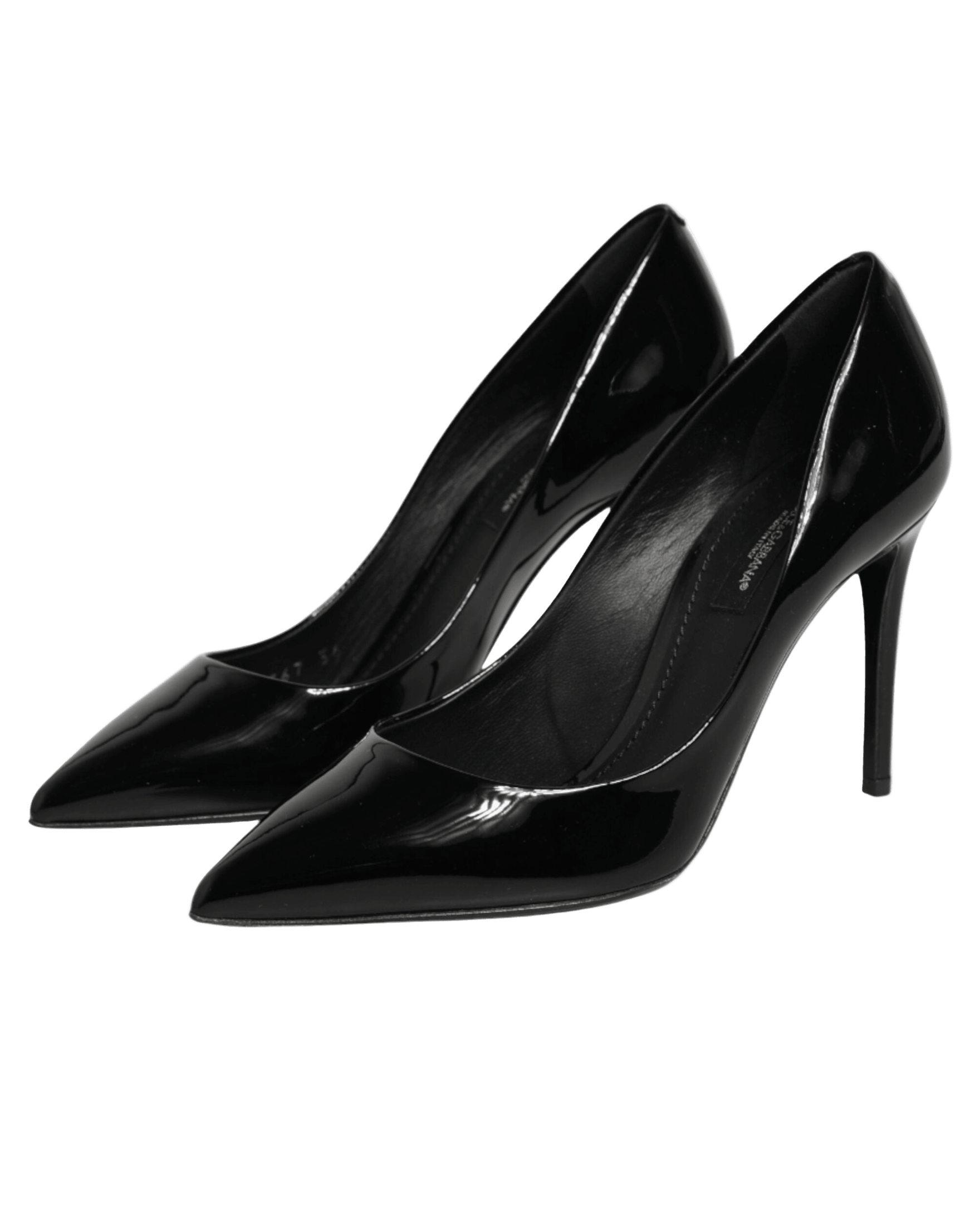 Dolce & Gabbana Black Leather Stiletto Heels Pumps Shoes Glam Steals