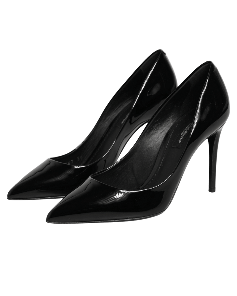 Dolce & Gabbana Black Leather Stiletto Heels Pumps Shoes Glam Steals