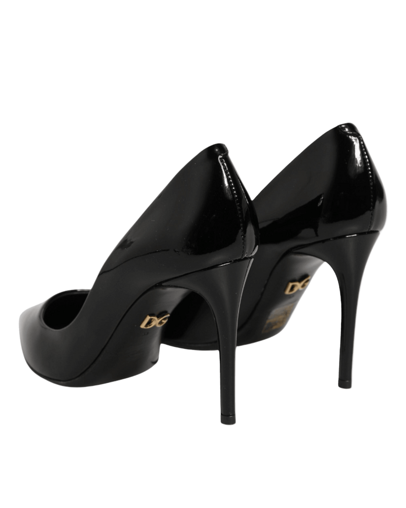 Dolce & Gabbana Black Leather Stiletto Heels Pumps Shoes Glam Steals