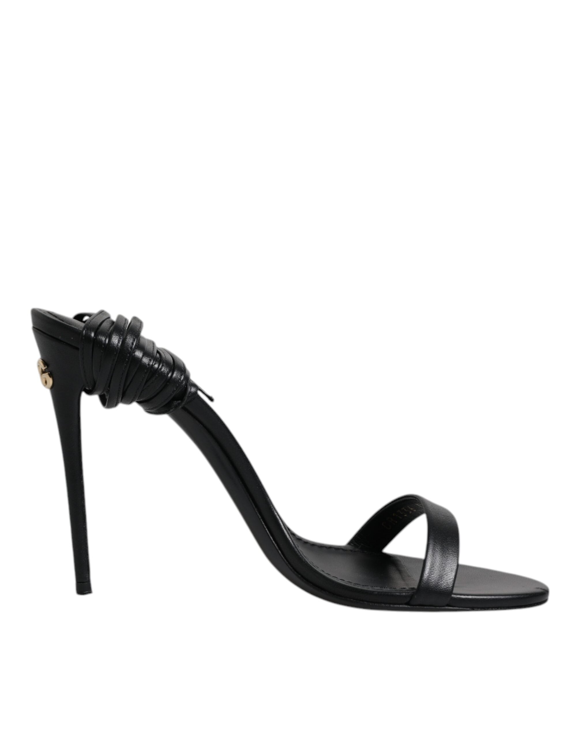 Dolce & Gabbana Black Leather Stiletto Heels Sandals Shoes Glam Steals