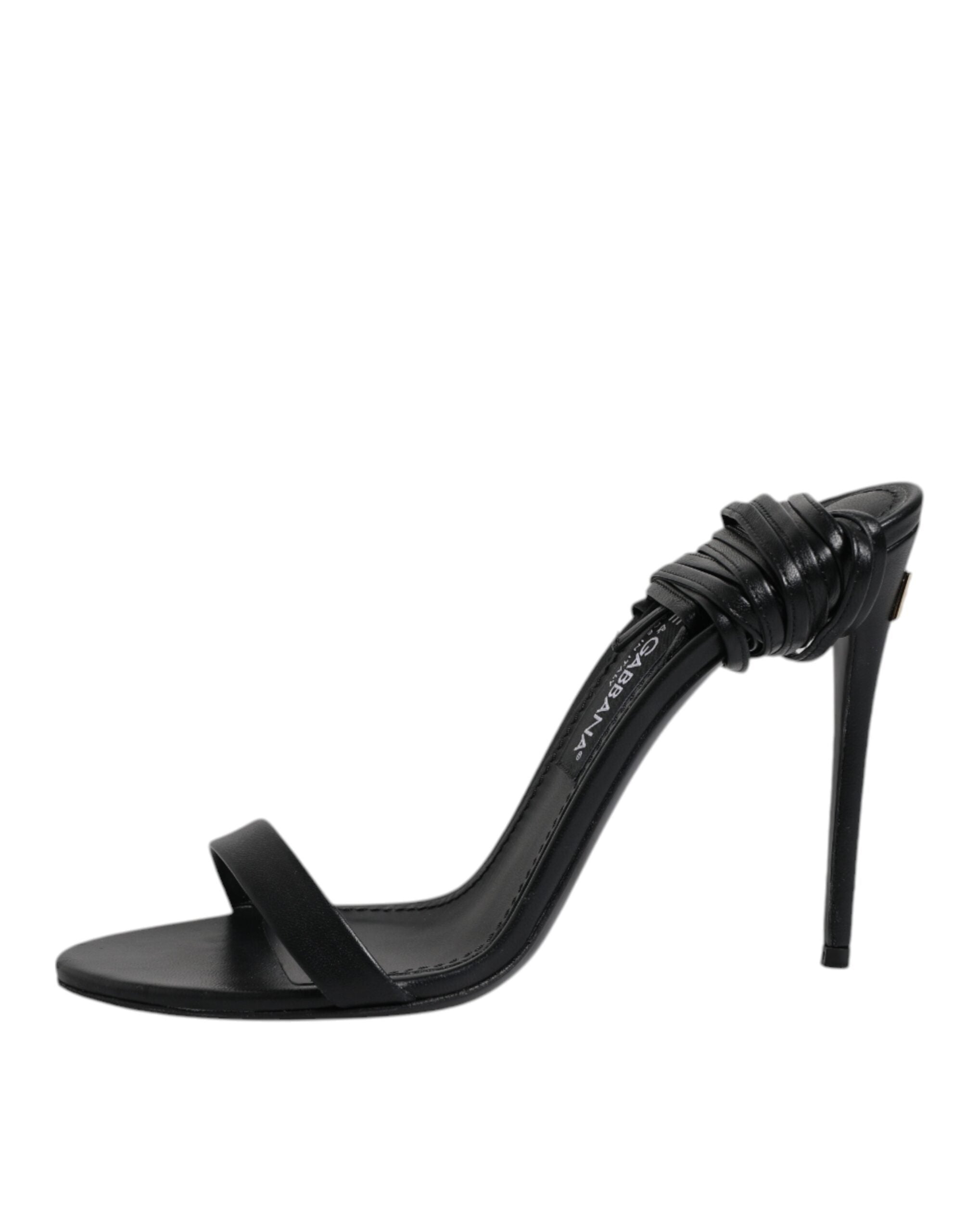Dolce & Gabbana Black Leather Stiletto Heels Sandals Shoes Glam Steals