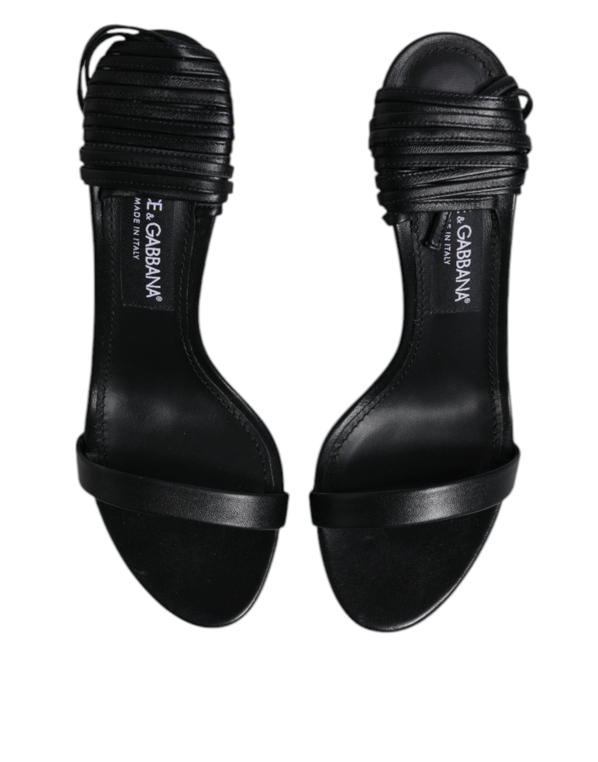 Dolce & Gabbana Black Leather Stiletto Heels Sandals Shoes Glam Steals
