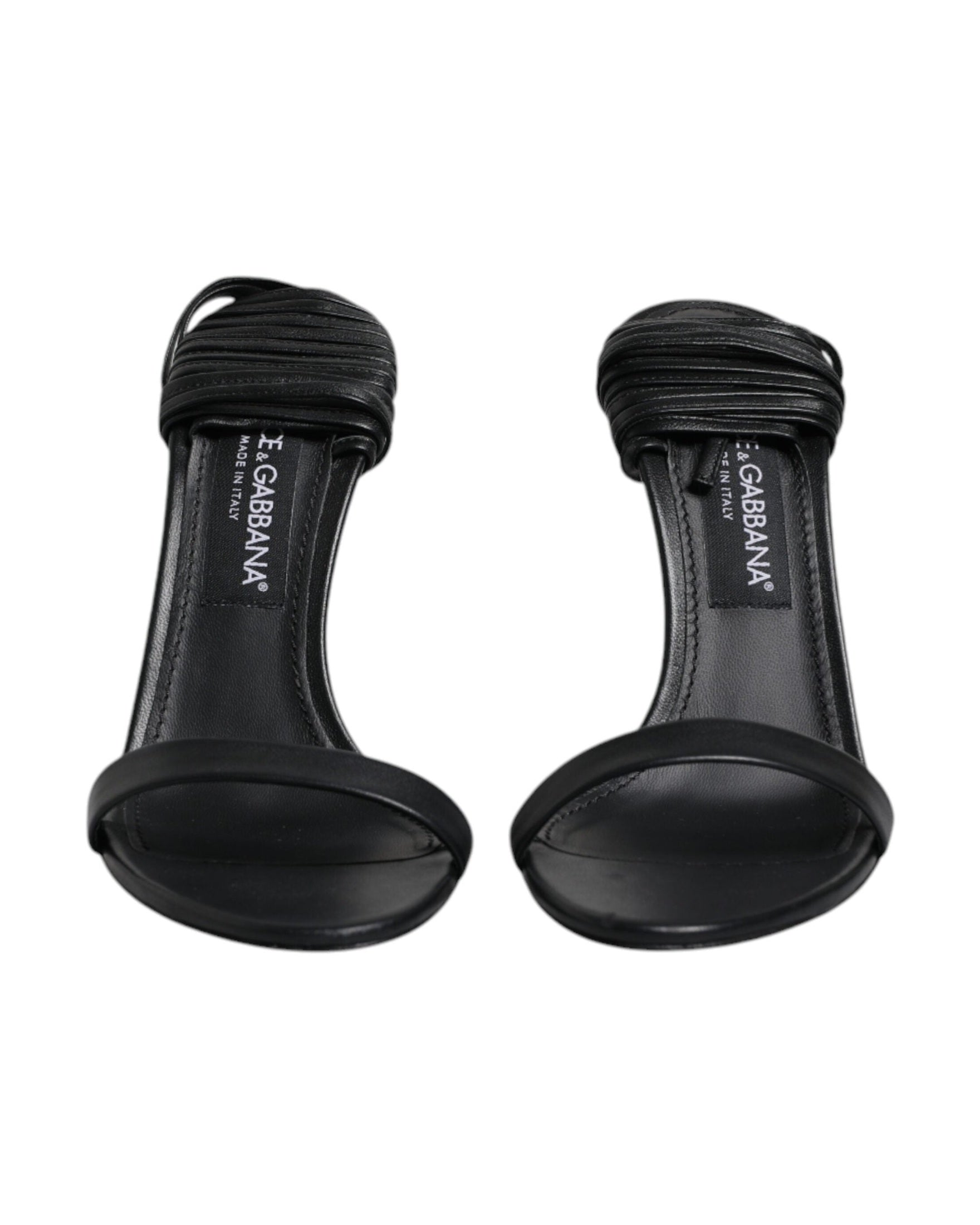Dolce & Gabbana Black Leather Stiletto Heels Sandals Shoes Glam Steals