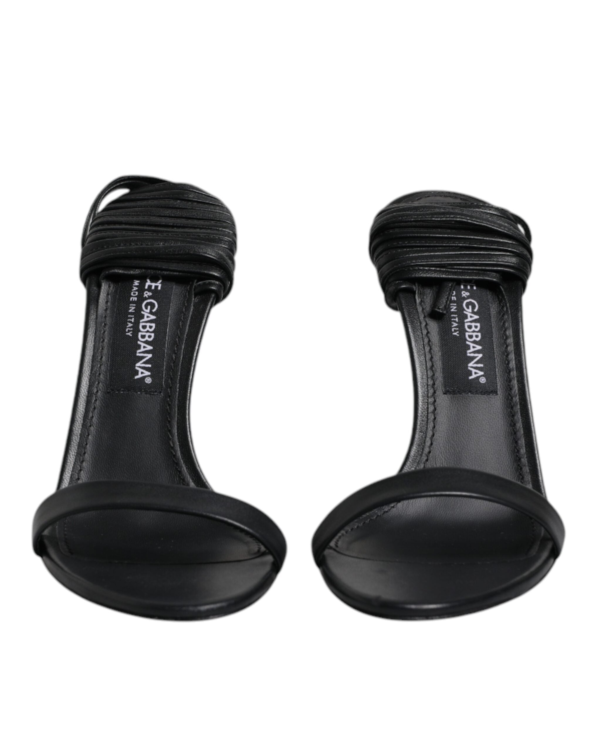 Dolce & Gabbana Black Leather Stiletto Heels Sandals Shoes Glam Steals