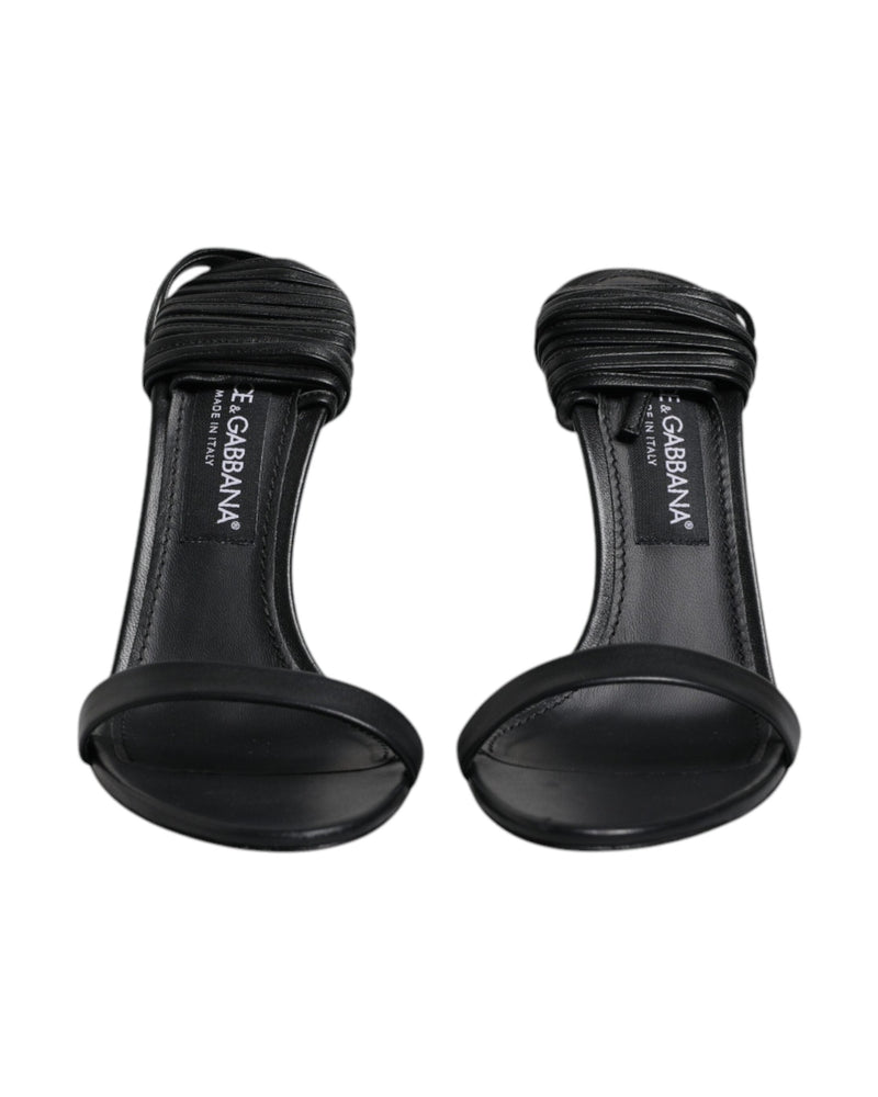 Dolce & Gabbana Black Leather Stiletto Heels Sandals Shoes Glam Steals