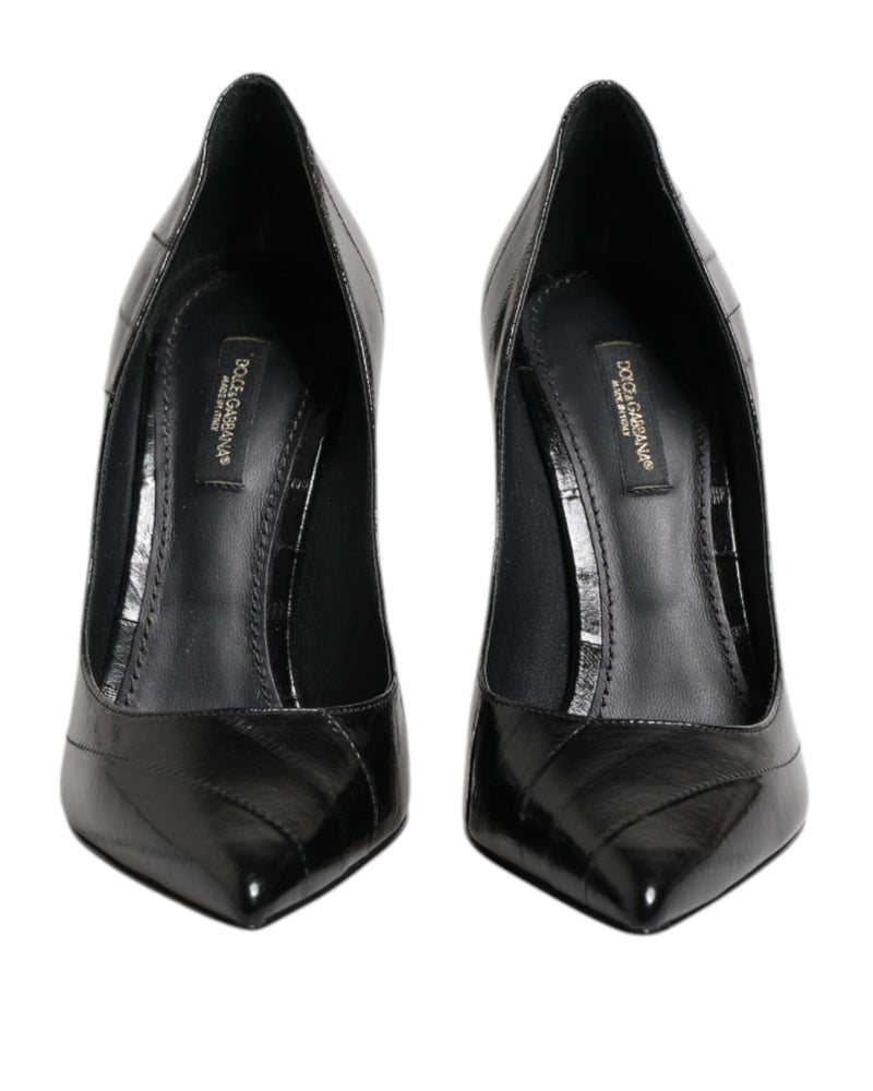 Dolce & Gabbana Black Leather Stiletto High Heels Glam Steals