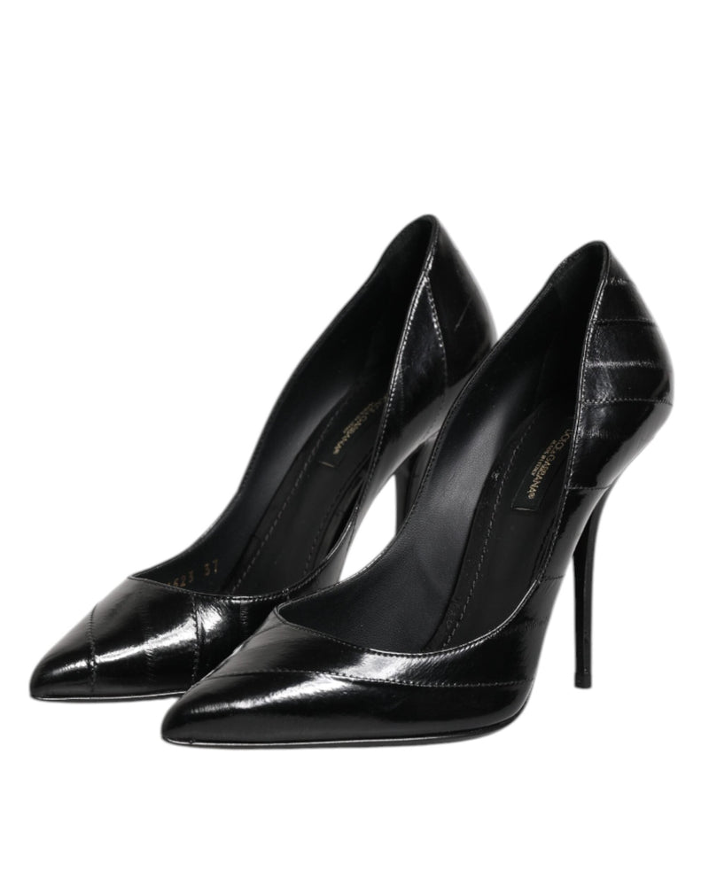 Dolce & Gabbana Black Leather Stiletto High Heels Glam Steals