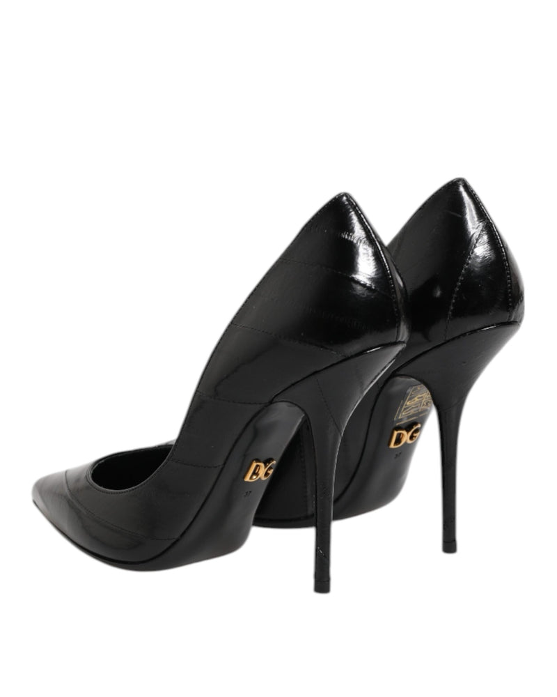 Dolce & Gabbana Black Leather Stiletto High Heels Glam Steals