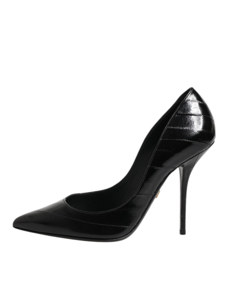 Dolce & Gabbana Black Leather Stiletto High Heels Glam Steals