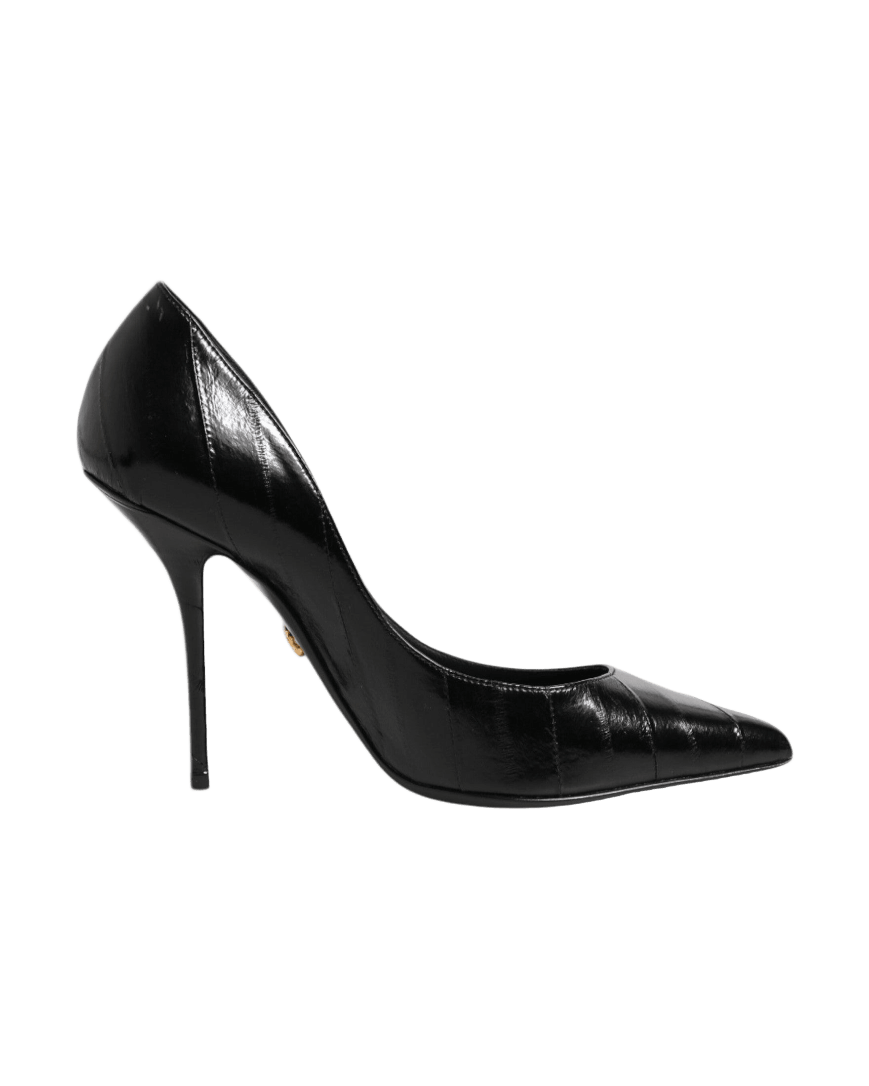 Dolce & Gabbana Black Leather Stiletto High Heels Pumps Shoes Glam Steals