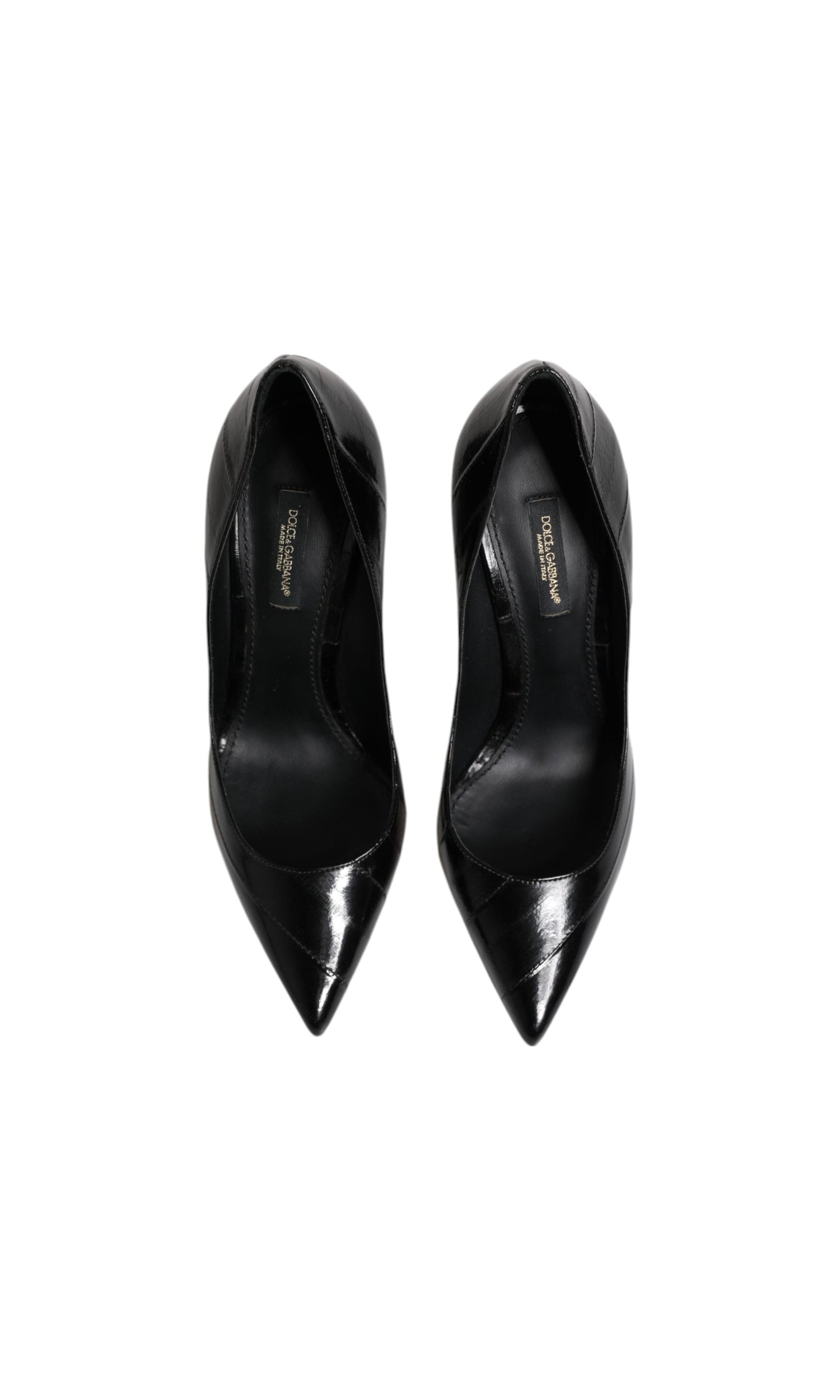 Dolce & Gabbana Black Leather Stiletto High Heels Pumps Shoes Glam Steals