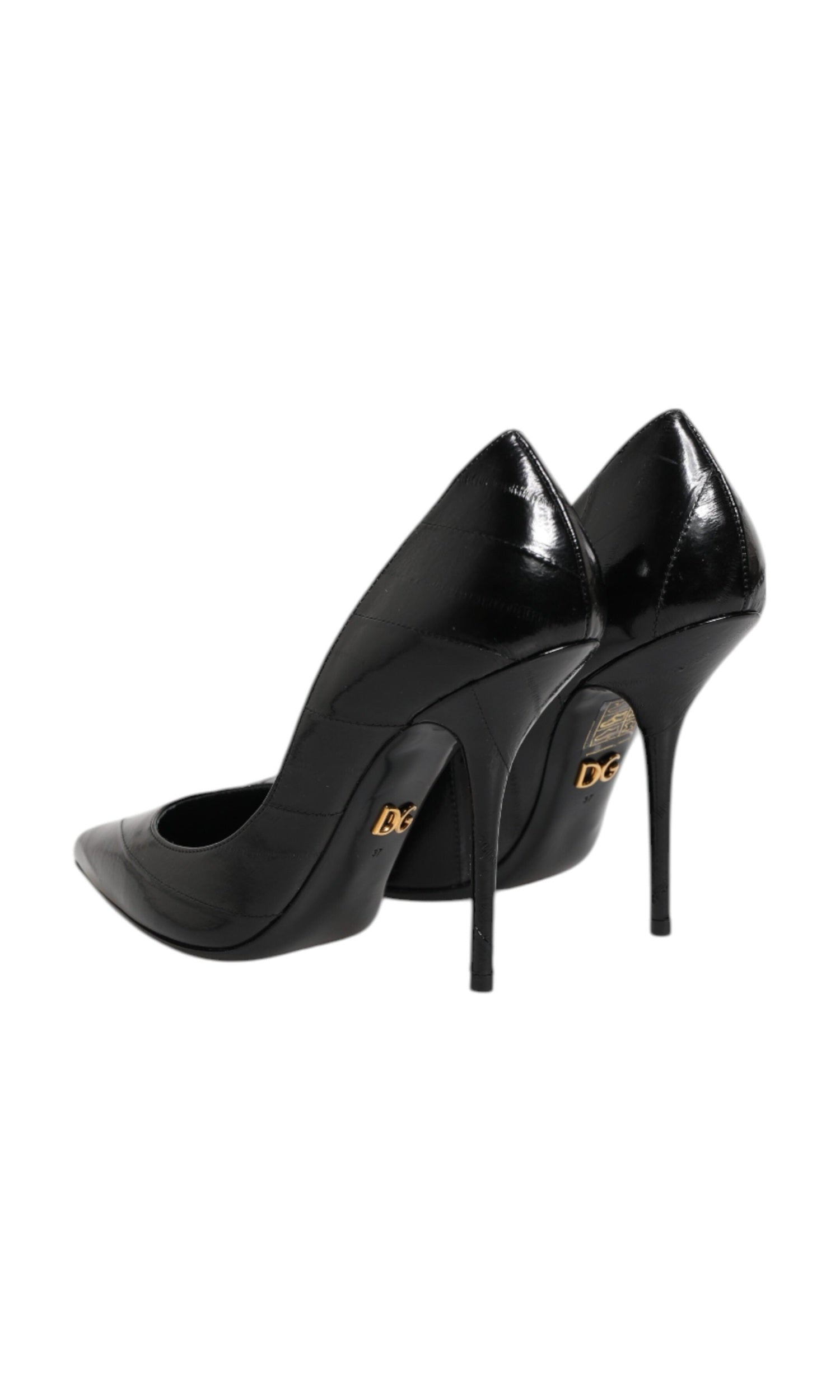 Dolce & Gabbana Black Leather Stiletto High Heels Pumps Shoes Glam Steals