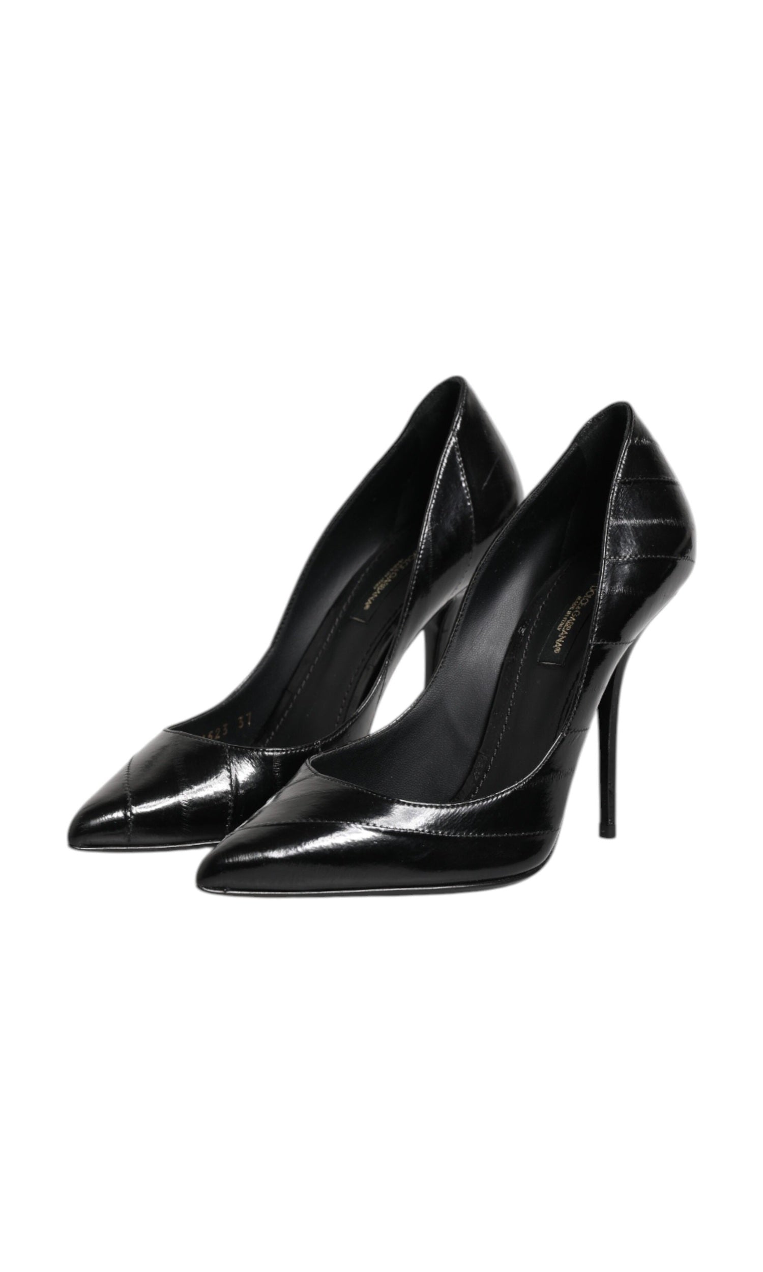 Dolce & Gabbana Black Leather Stiletto High Heels Pumps Shoes Glam Steals