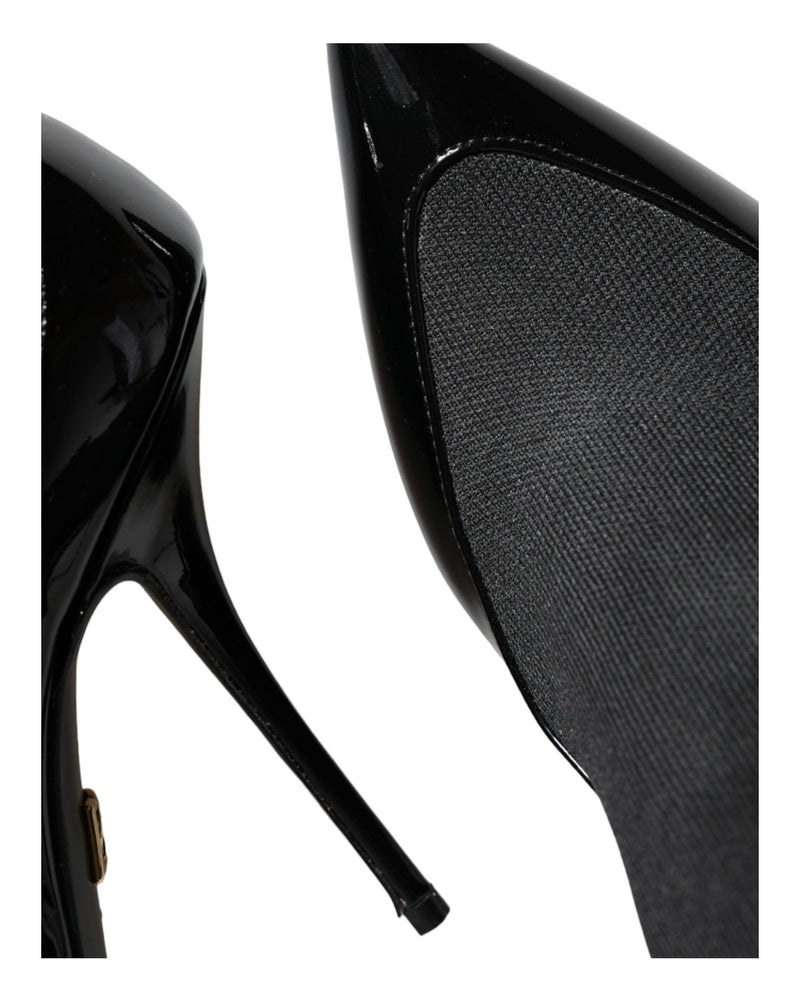 Dolce & Gabbana Black Leather Stilettos Booties Socks Shoes Boots