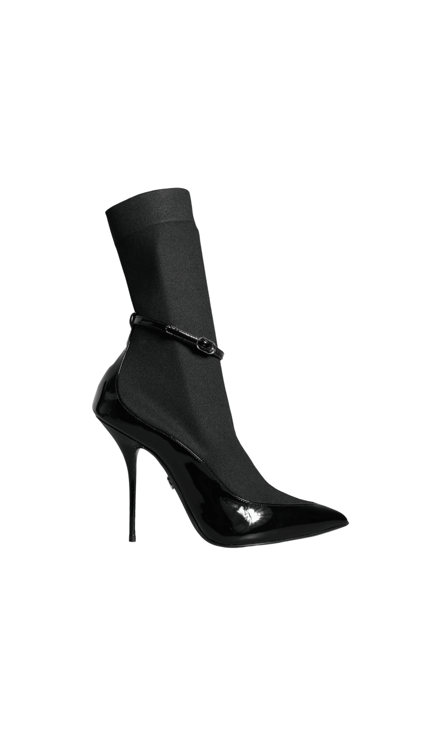 Dolce & Gabbana Black Leather Stilettos Booties Socks Shoes Glam Steals