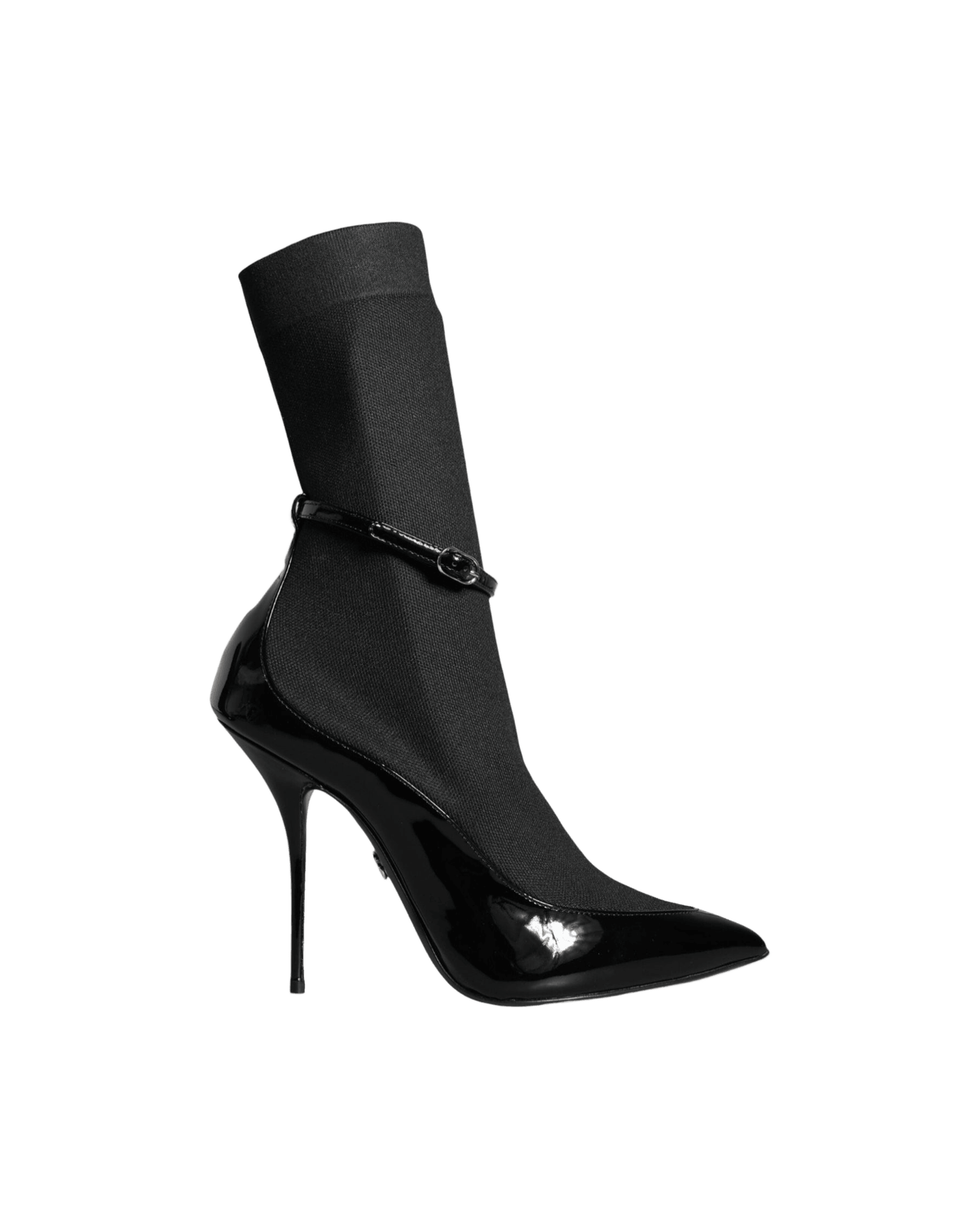 Dolce & Gabbana Black Leather Stilettos Booties Socks Shoes Glam Steals