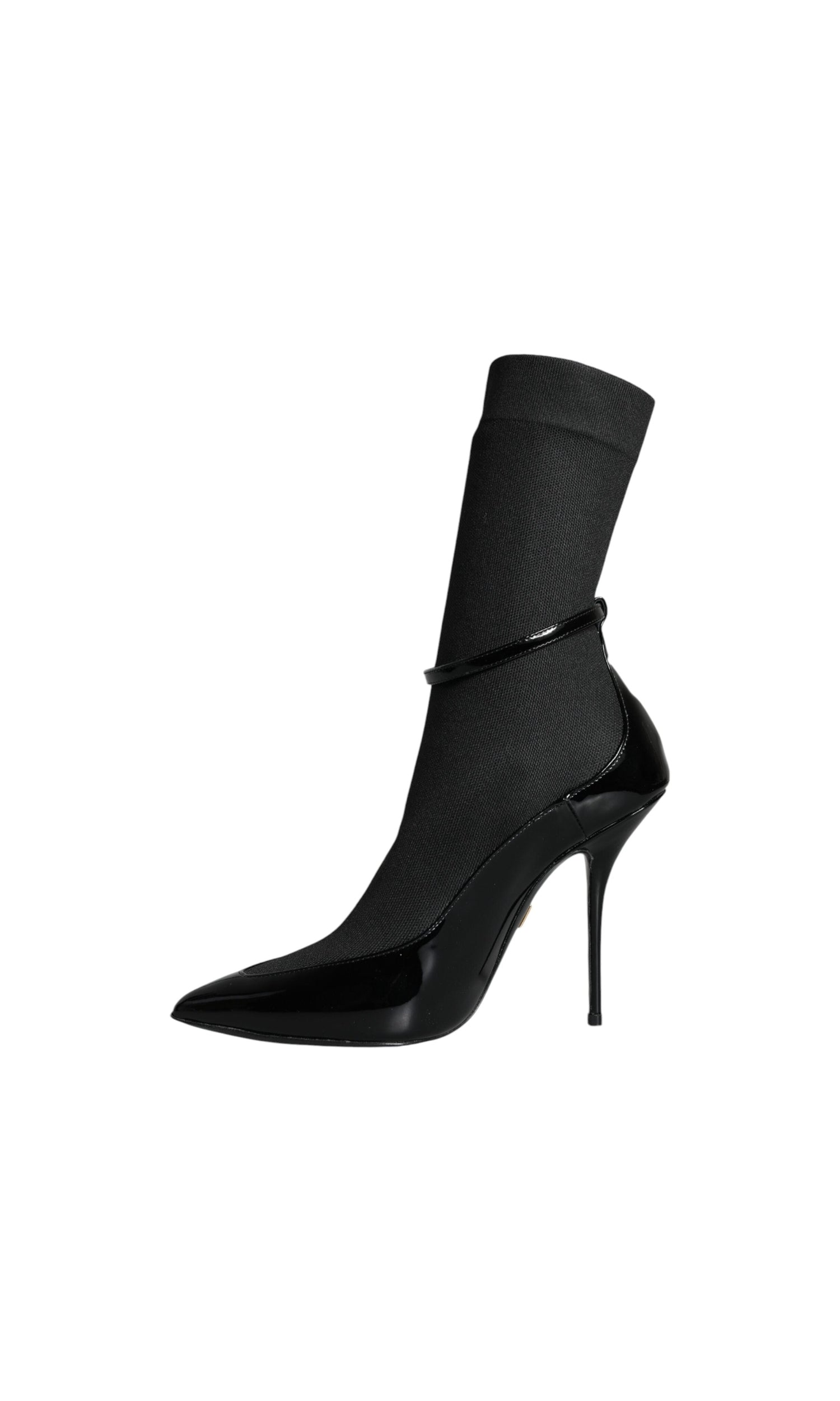 Dolce & Gabbana Black Leather Stilettos Booties Socks Shoes Glam Steals