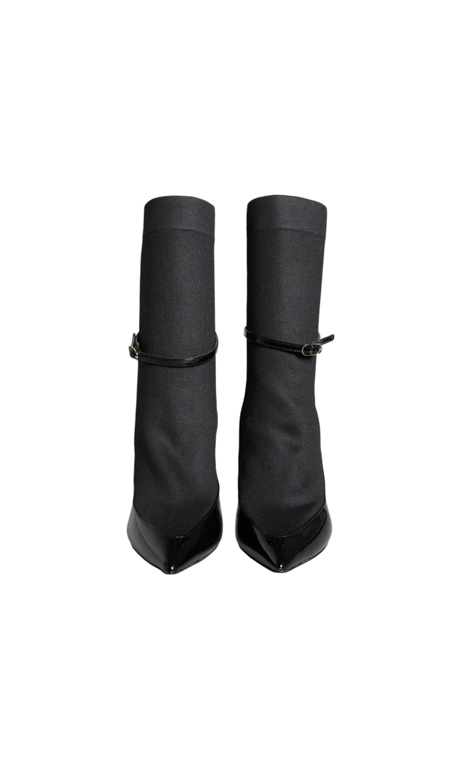 Dolce & Gabbana Black Leather Stilettos Booties Socks Shoes Glam Steals