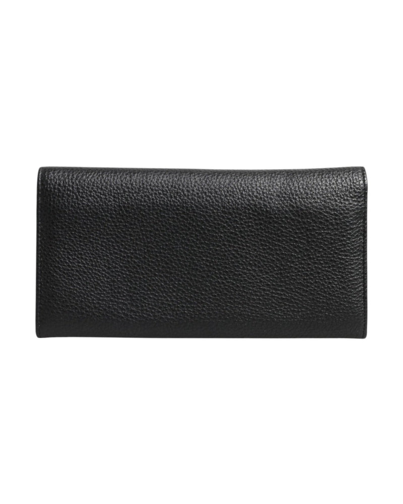 Dolce & Gabbana Black Leather Trifold Logo Plaque Card Holder Wallet Glam Steals